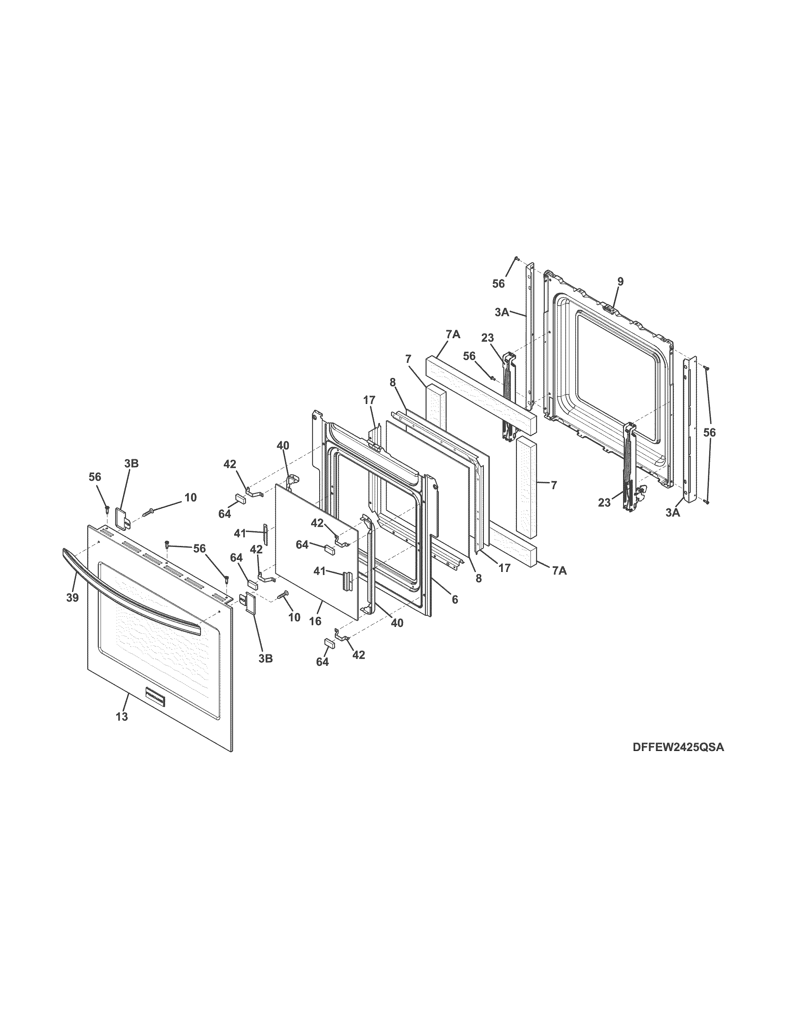 Frigidaire FFEW2425QSA door diagram