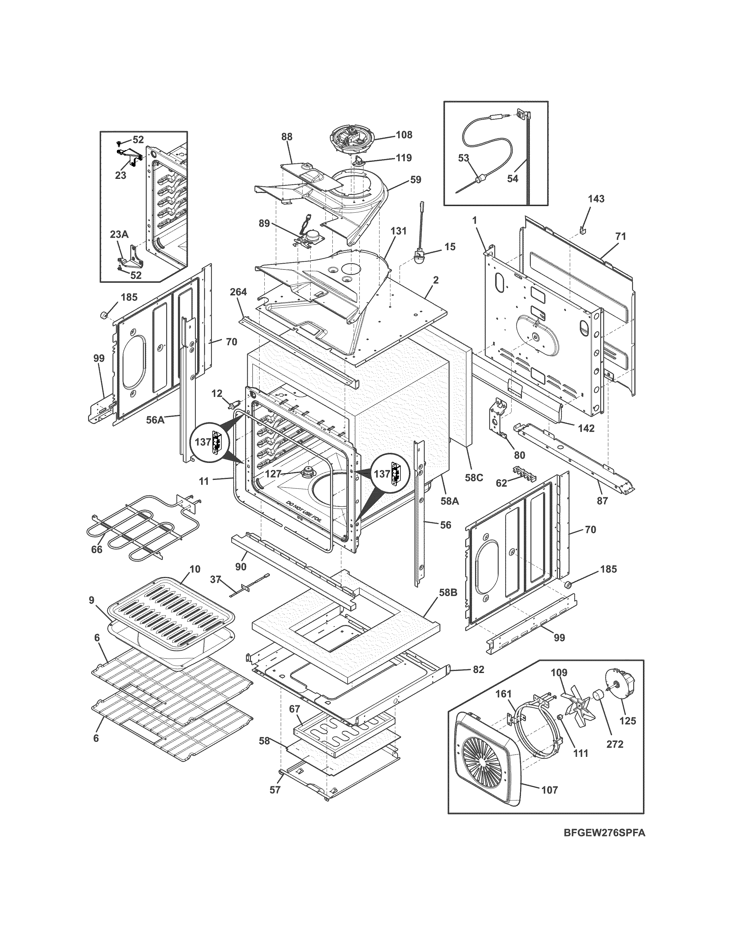 Frigidaire FGEW276SPBA body diagram