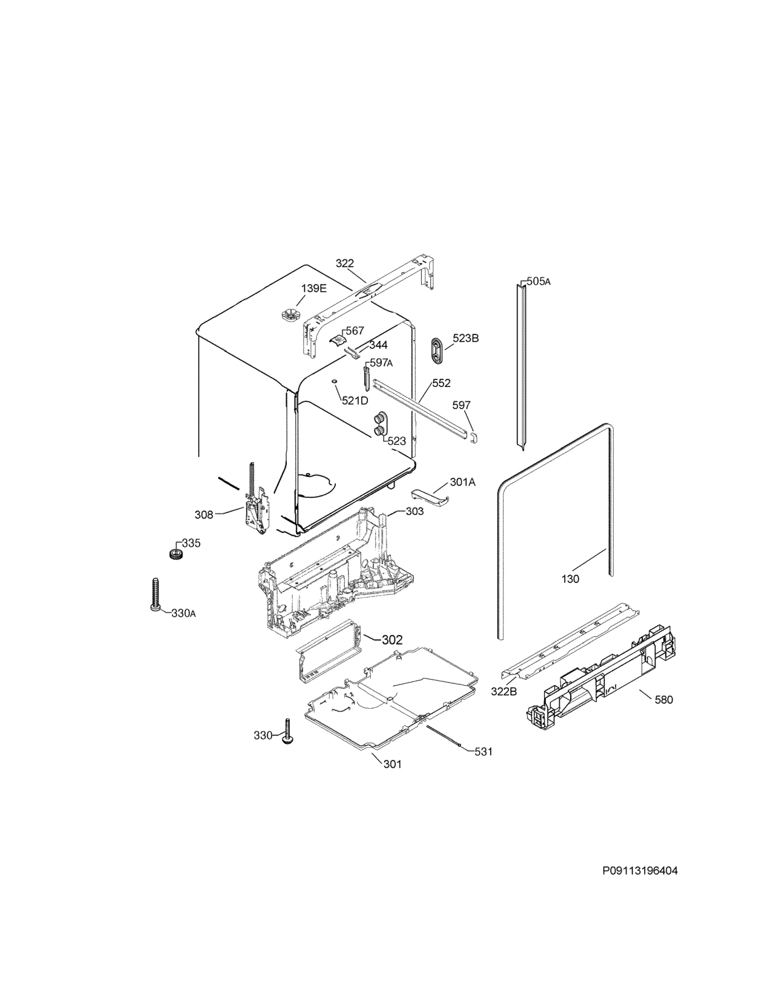 Frigidaire LGID2475QF4A tub & frame diagram