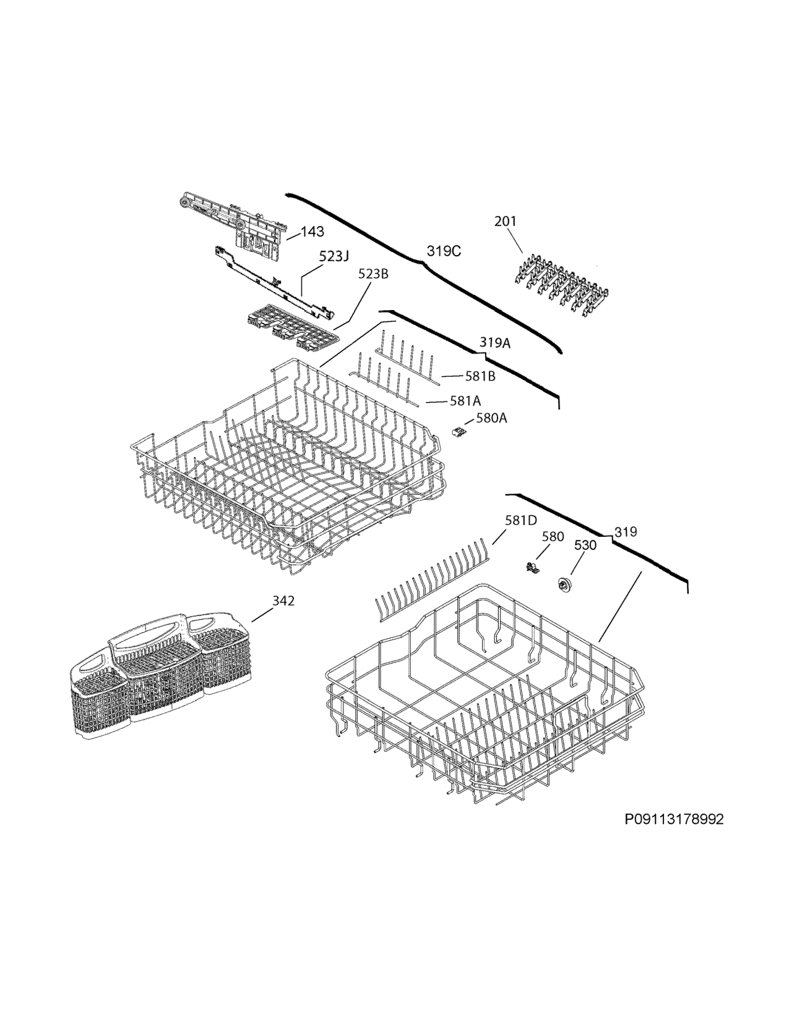 Frigidaire LGID2475QF4A racks diagram