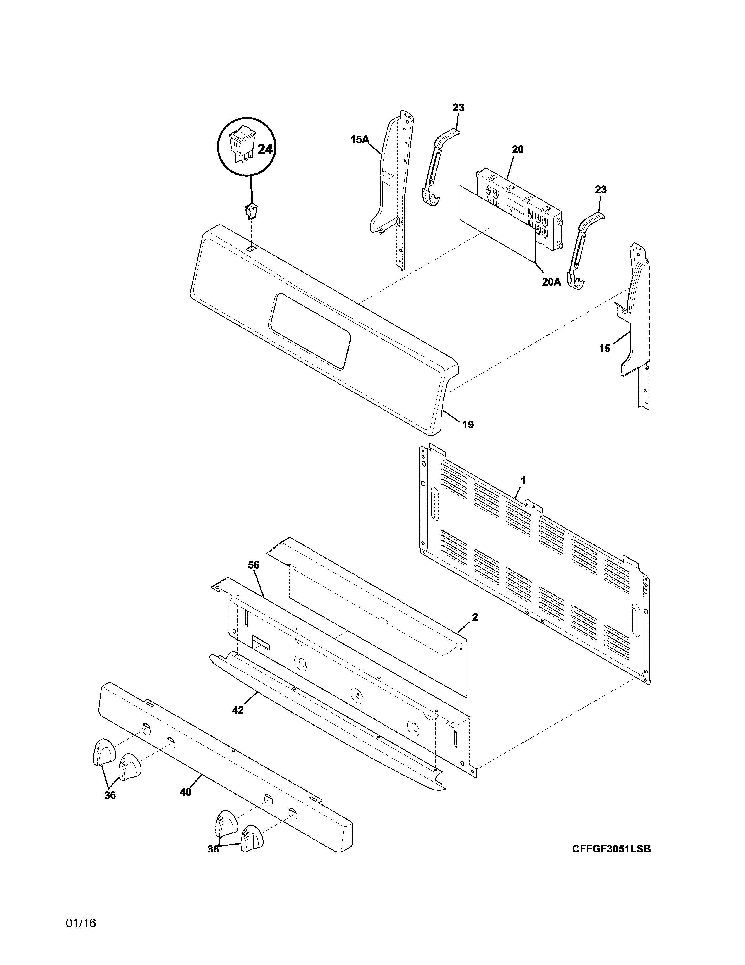 Frigidaire LFGF3053QFC backguard diagram