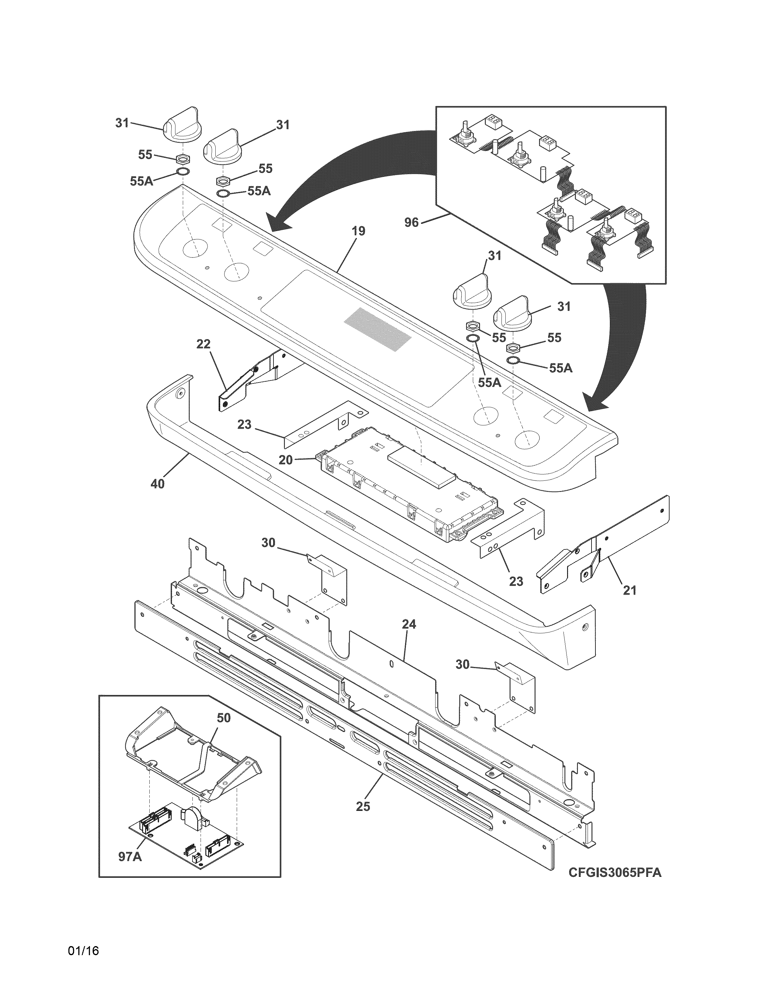 Frigidaire FGIS3065PFD backguard diagram