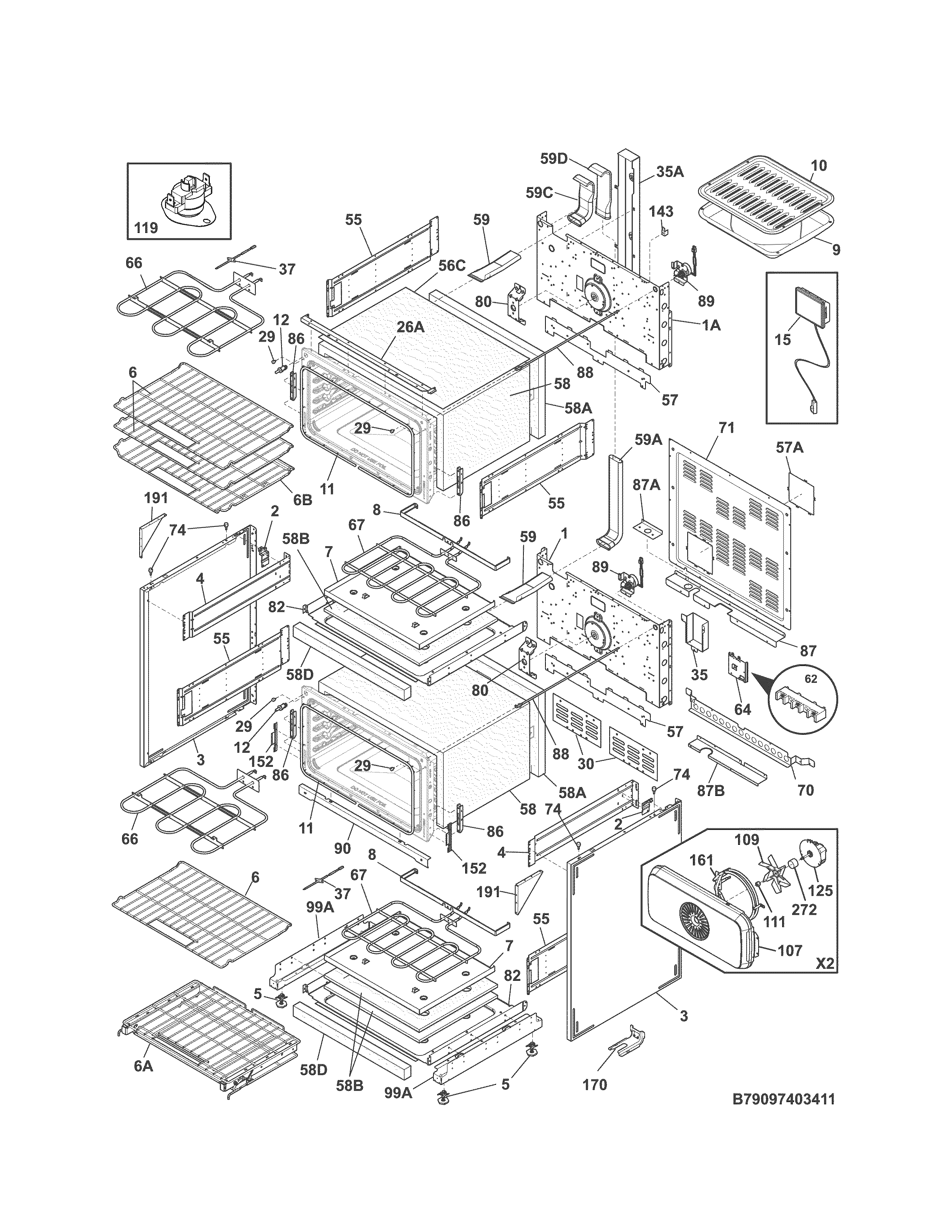 Kenmore Elite 79097403411 body diagram