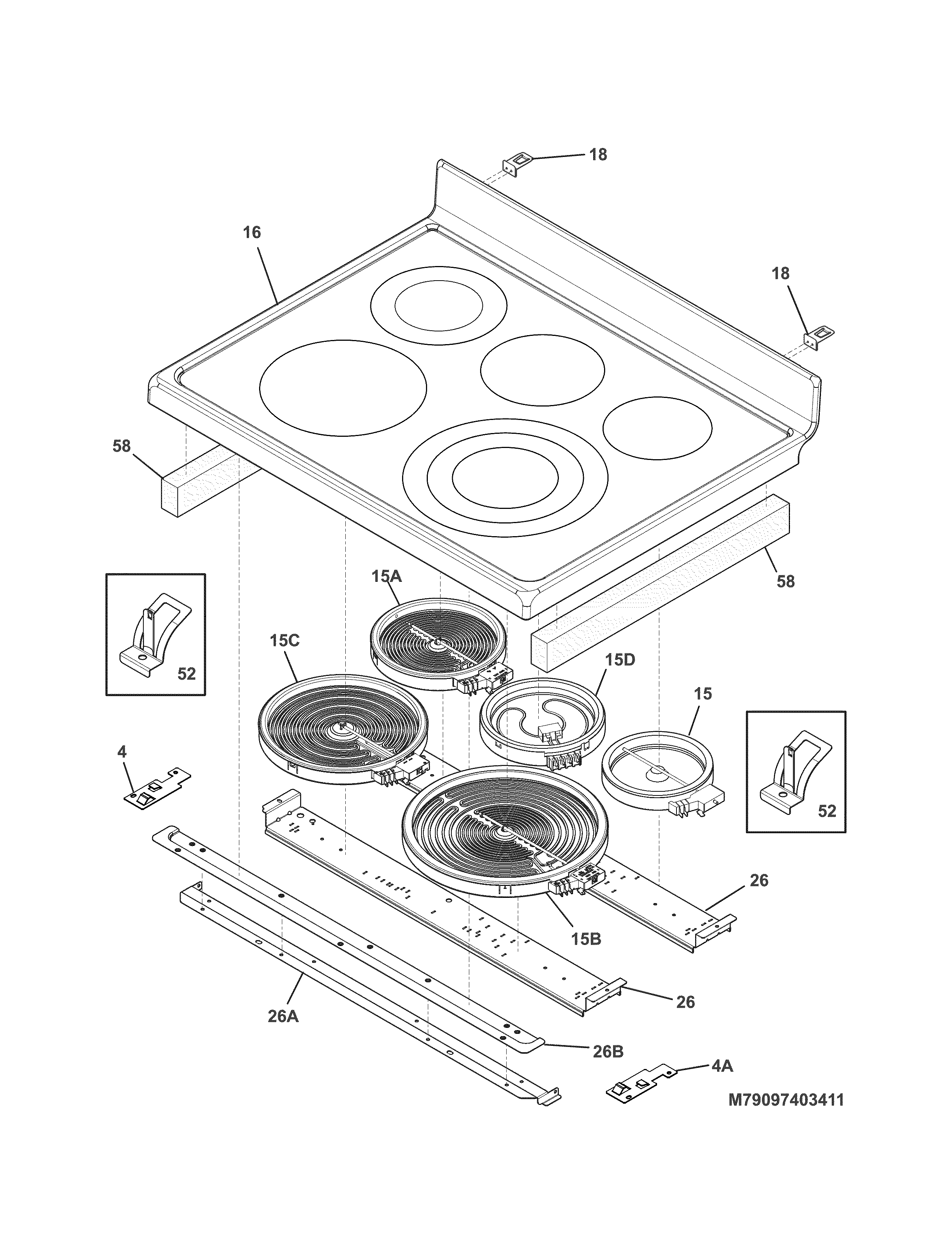 Kenmore Elite 79097403411 main top diagram