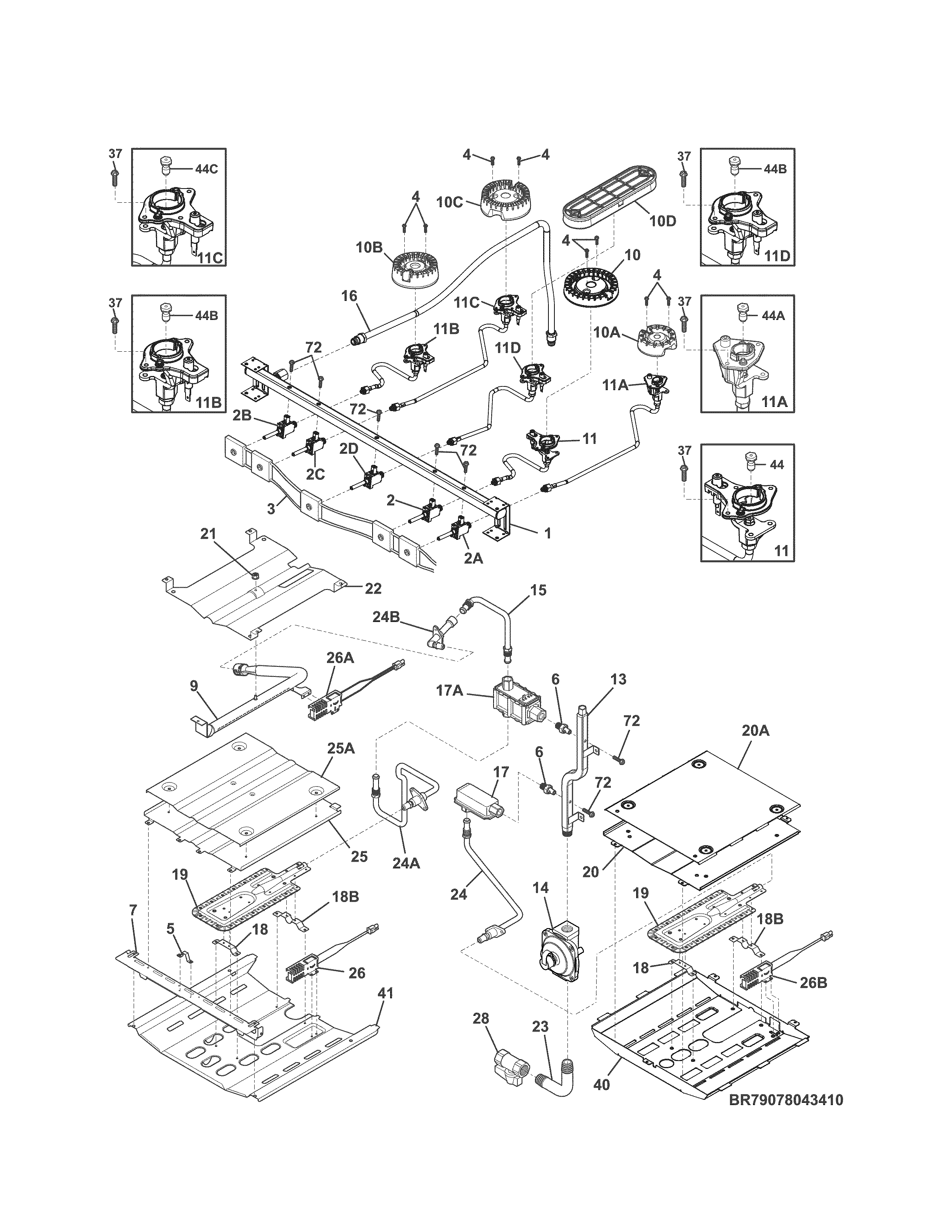 Kenmore 79078143411 burner diagram