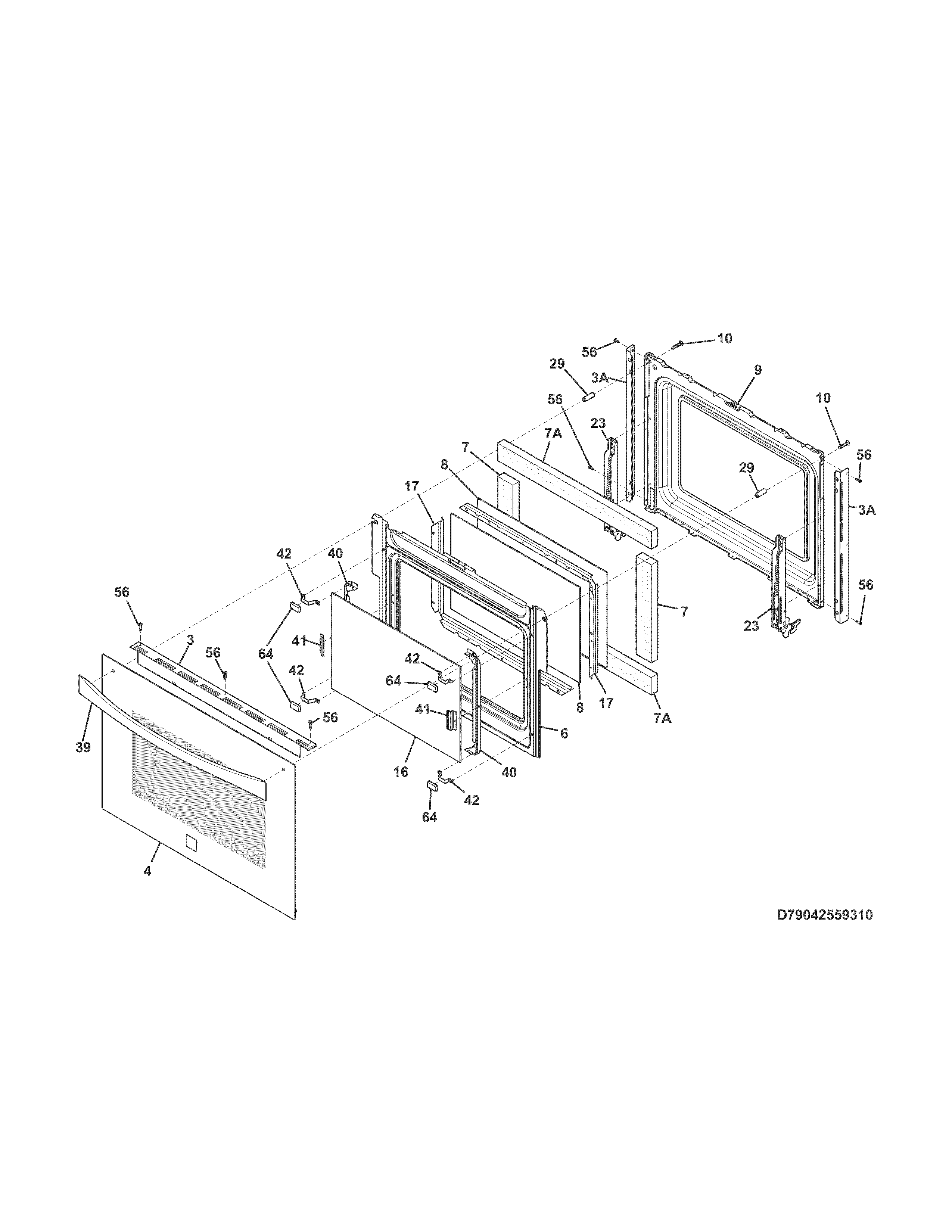 Kenmore Elite 79032632313 door diagram