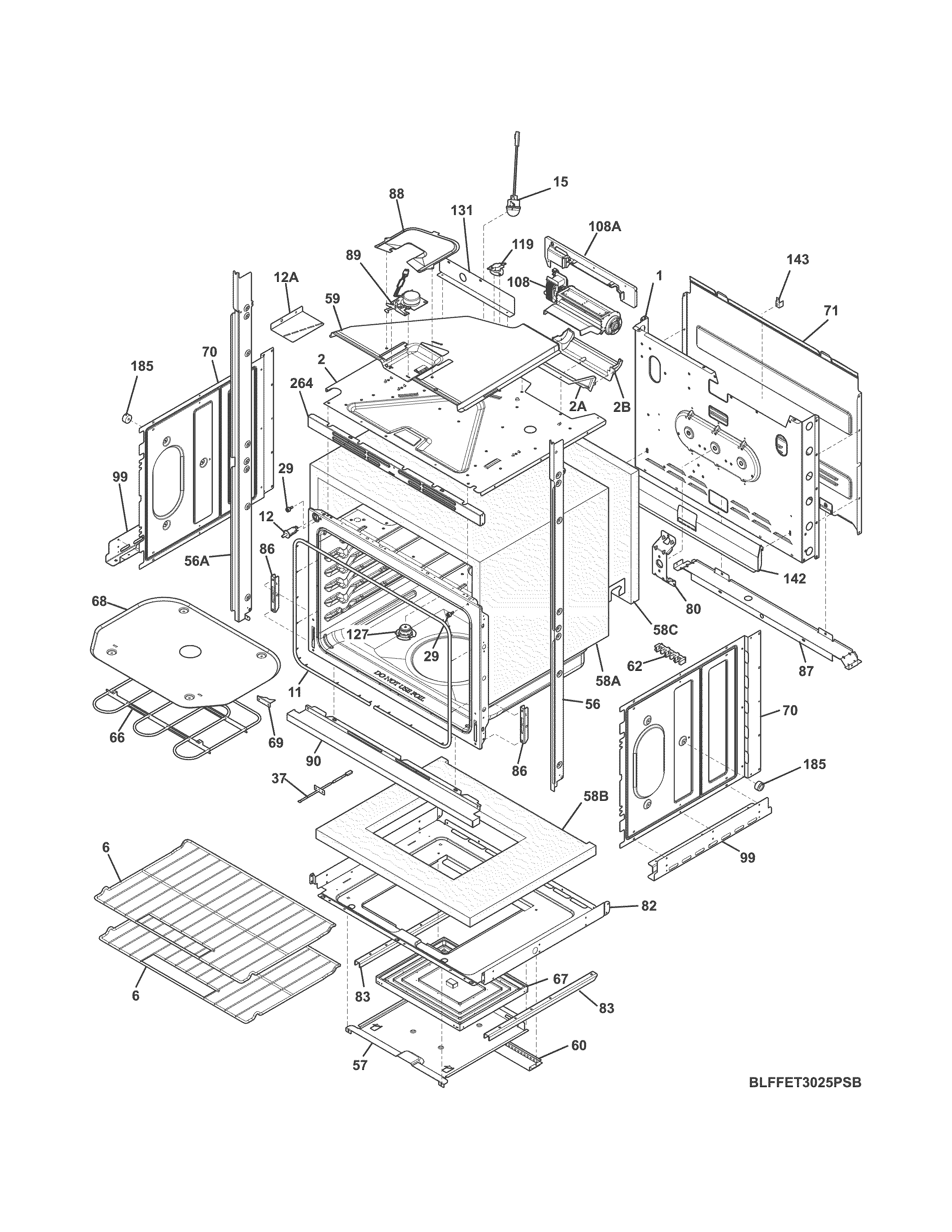 Frigidaire FFET3025PBB lower oven diagram