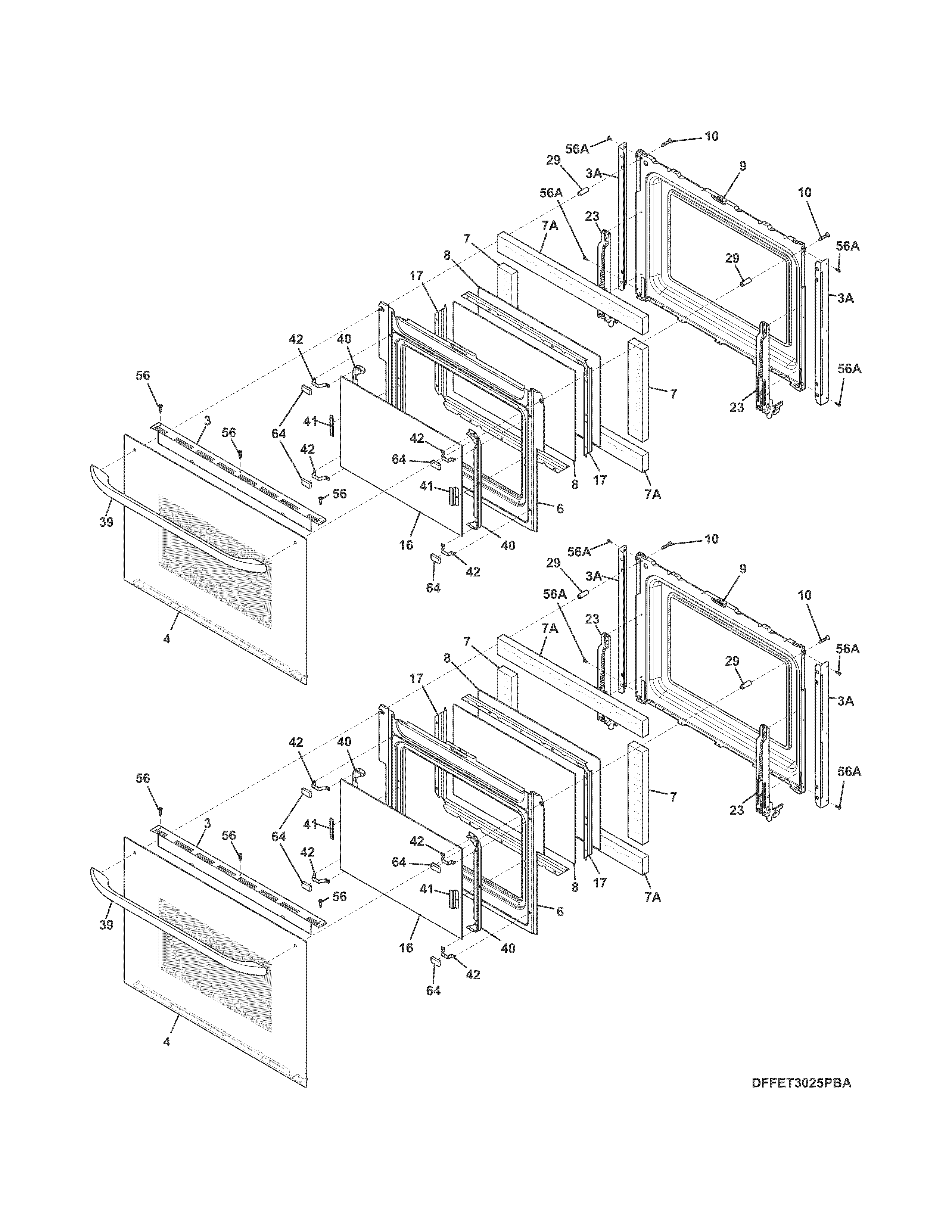 Frigidaire FFET3025PBB doors diagram