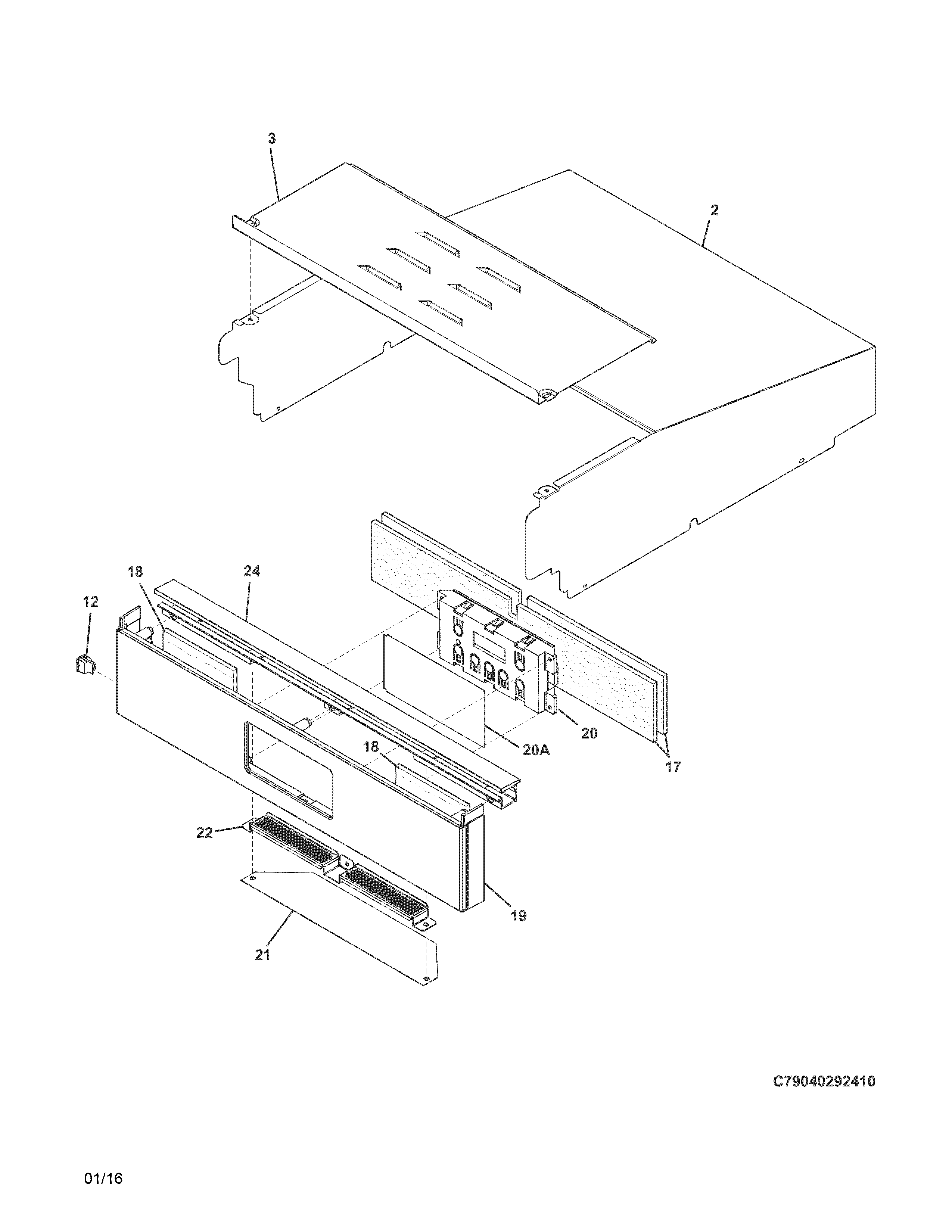 Frigidaire FFGW2415QBA control panel diagram