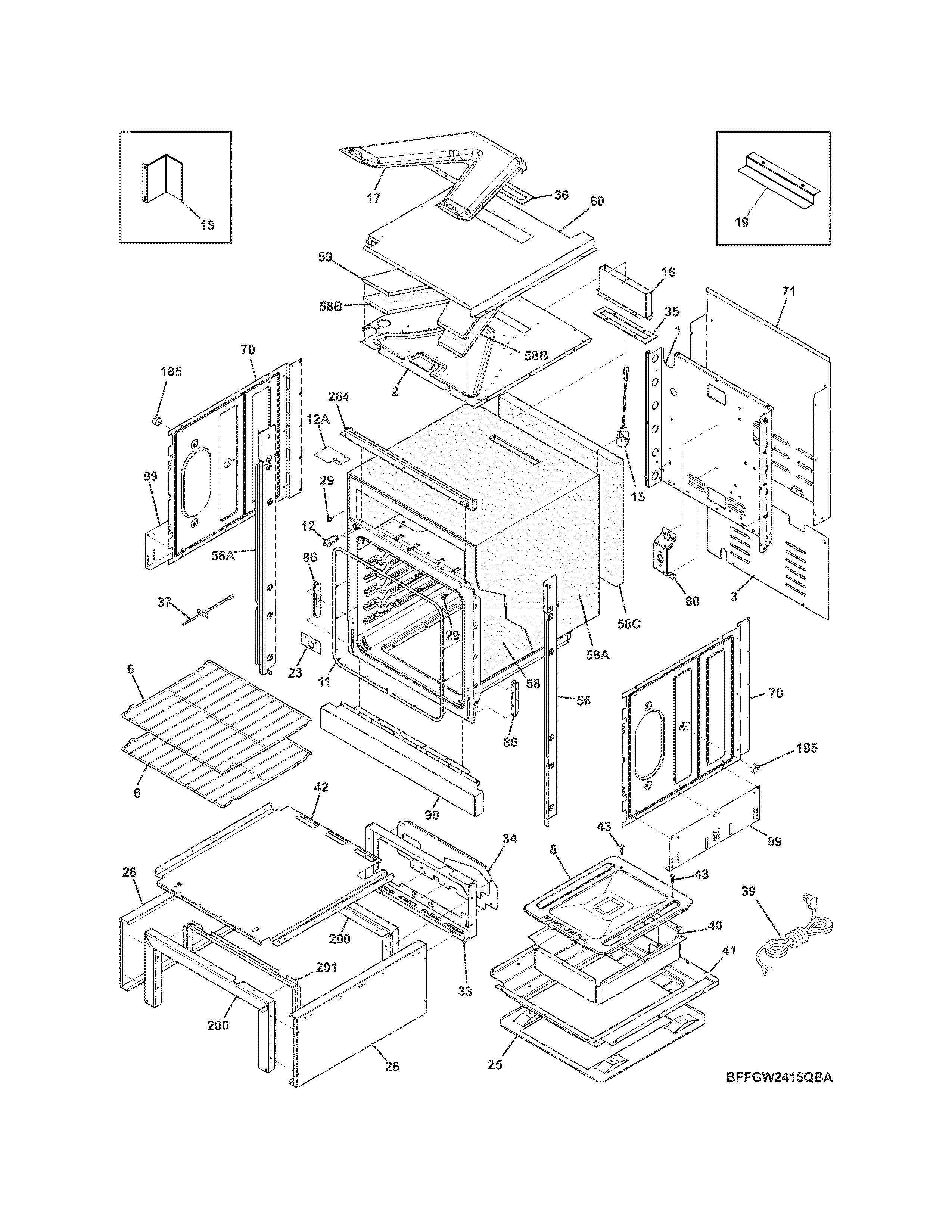 Frigidaire FFGW2415QBA body diagram