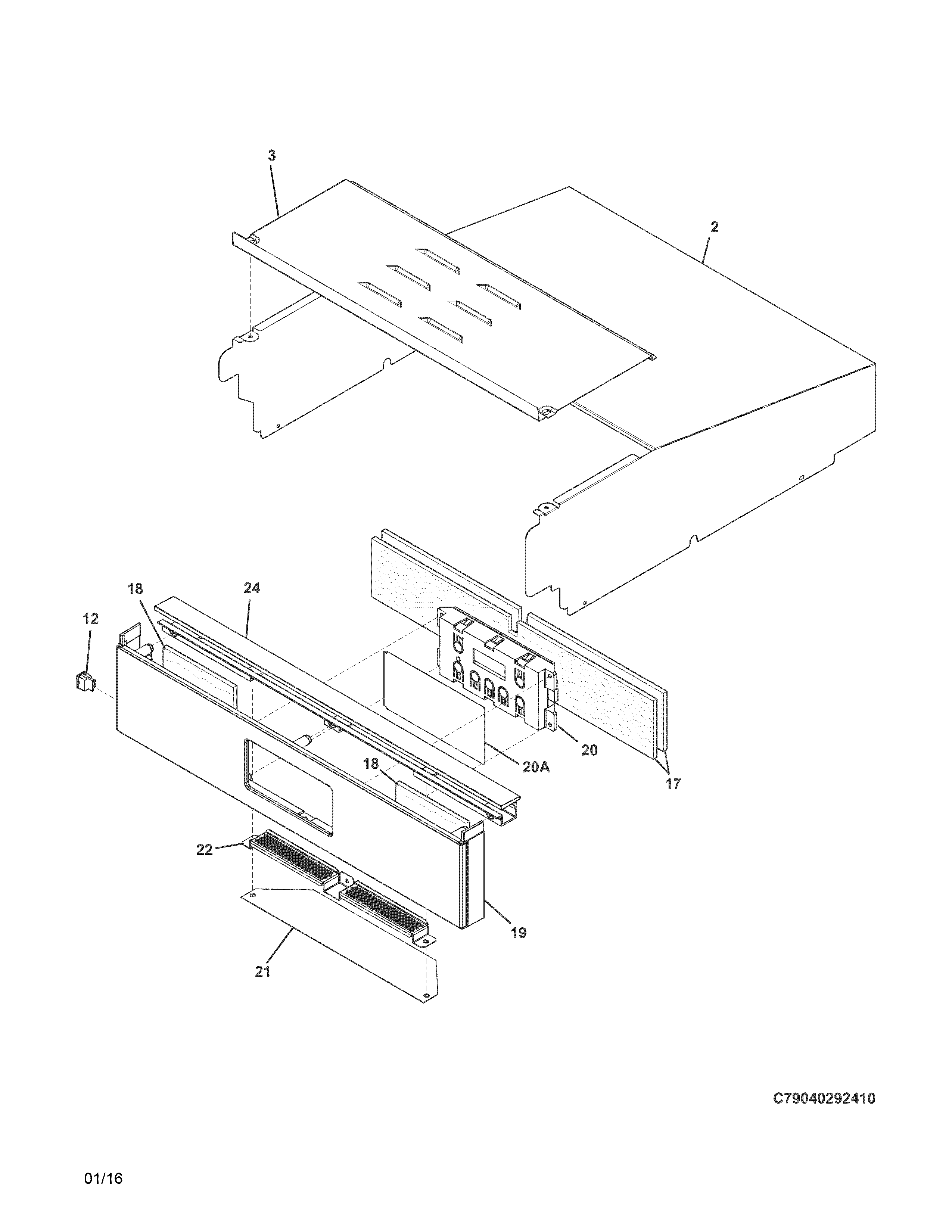 Kenmore 79040292410 control panel diagram