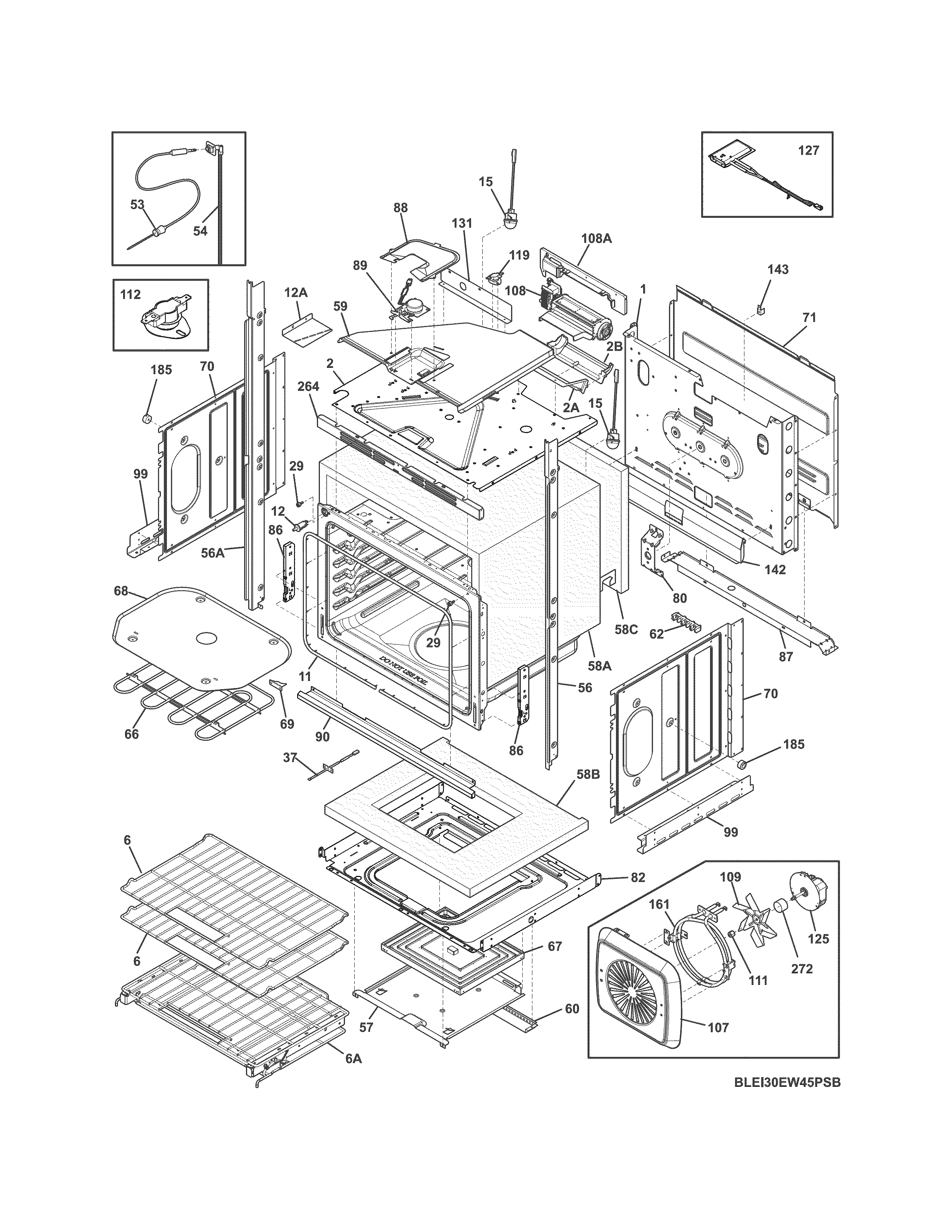Electrolux EI30EW45PSB lower oven diagram