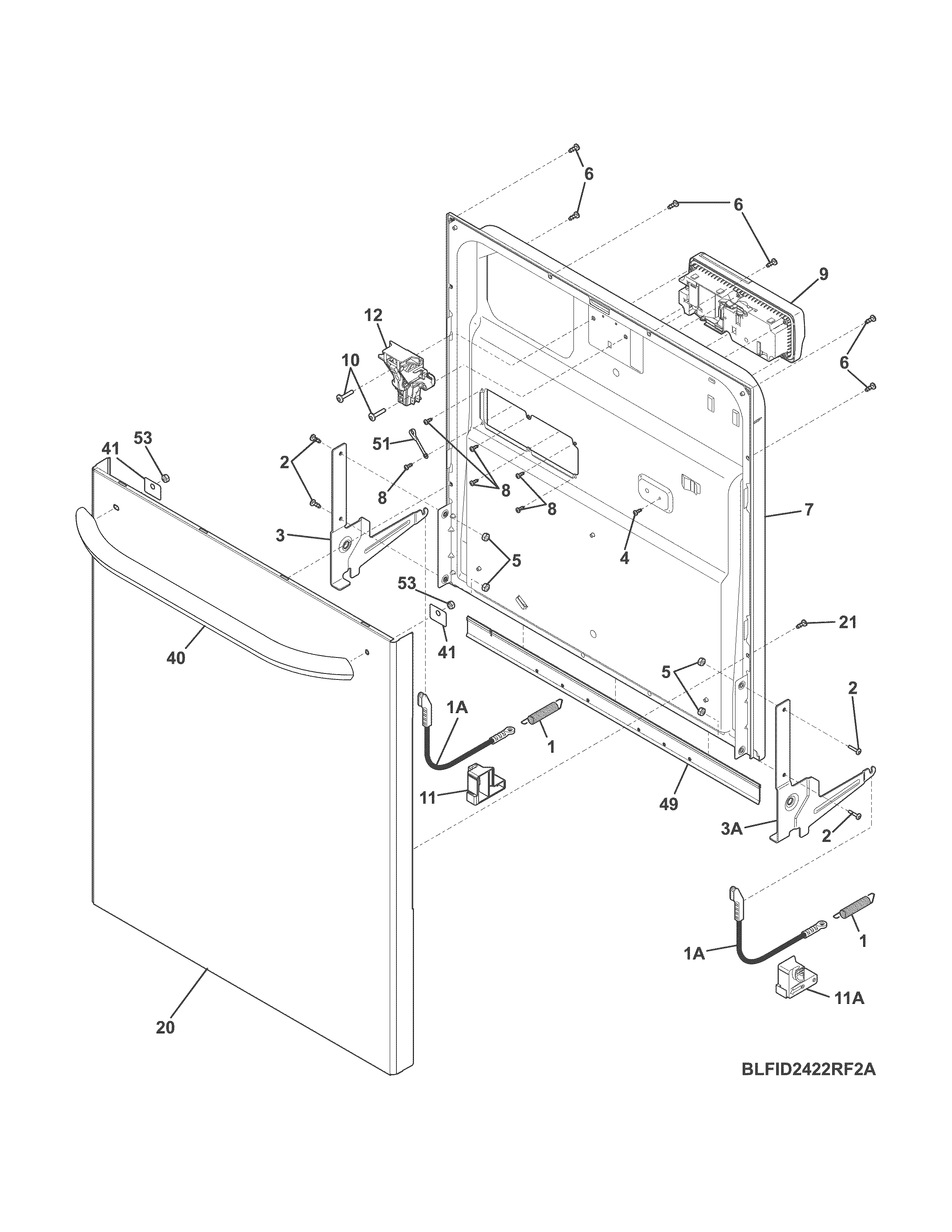 Frigidaire LFID2422RF3B door diagram