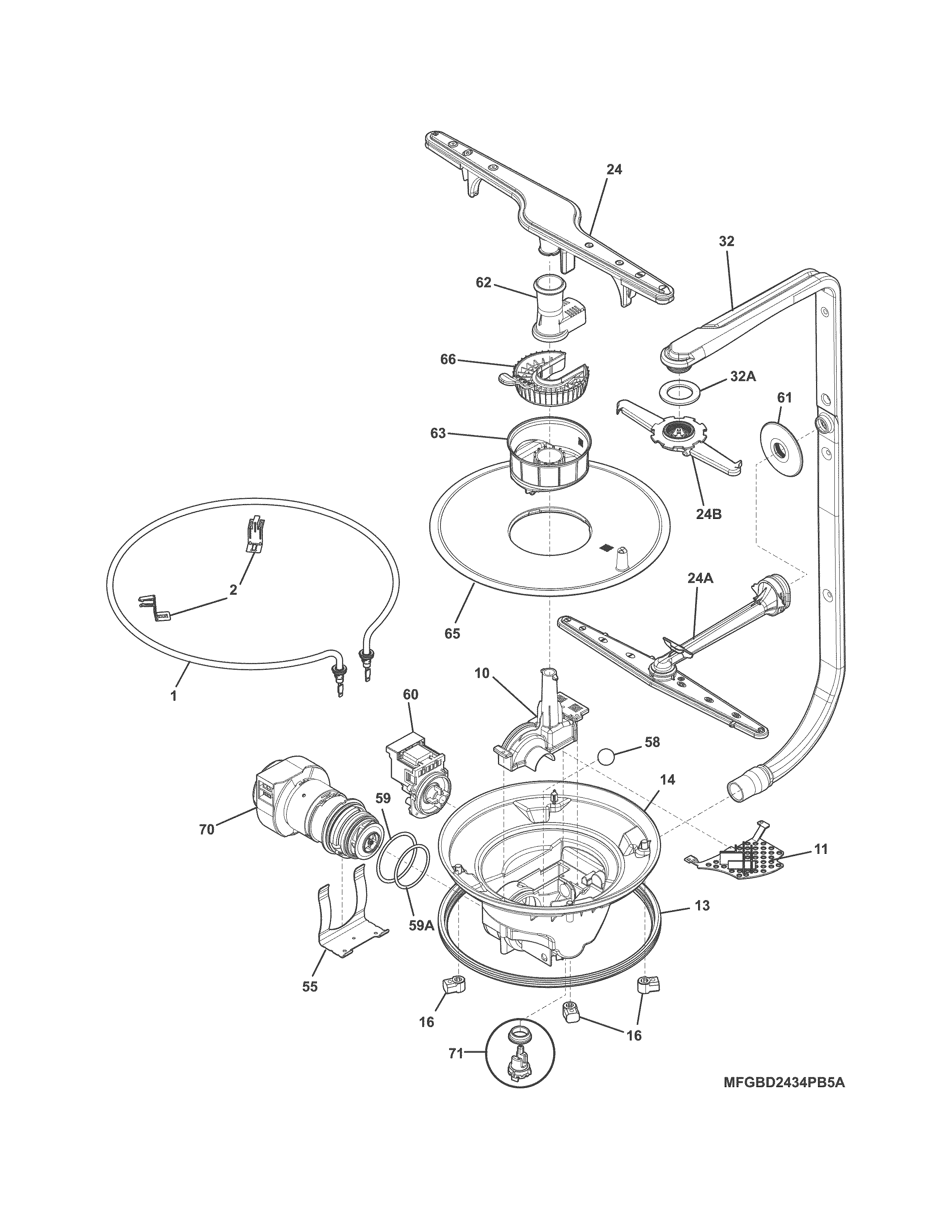 Frigidaire LFID2422RF3B motor & pump diagram