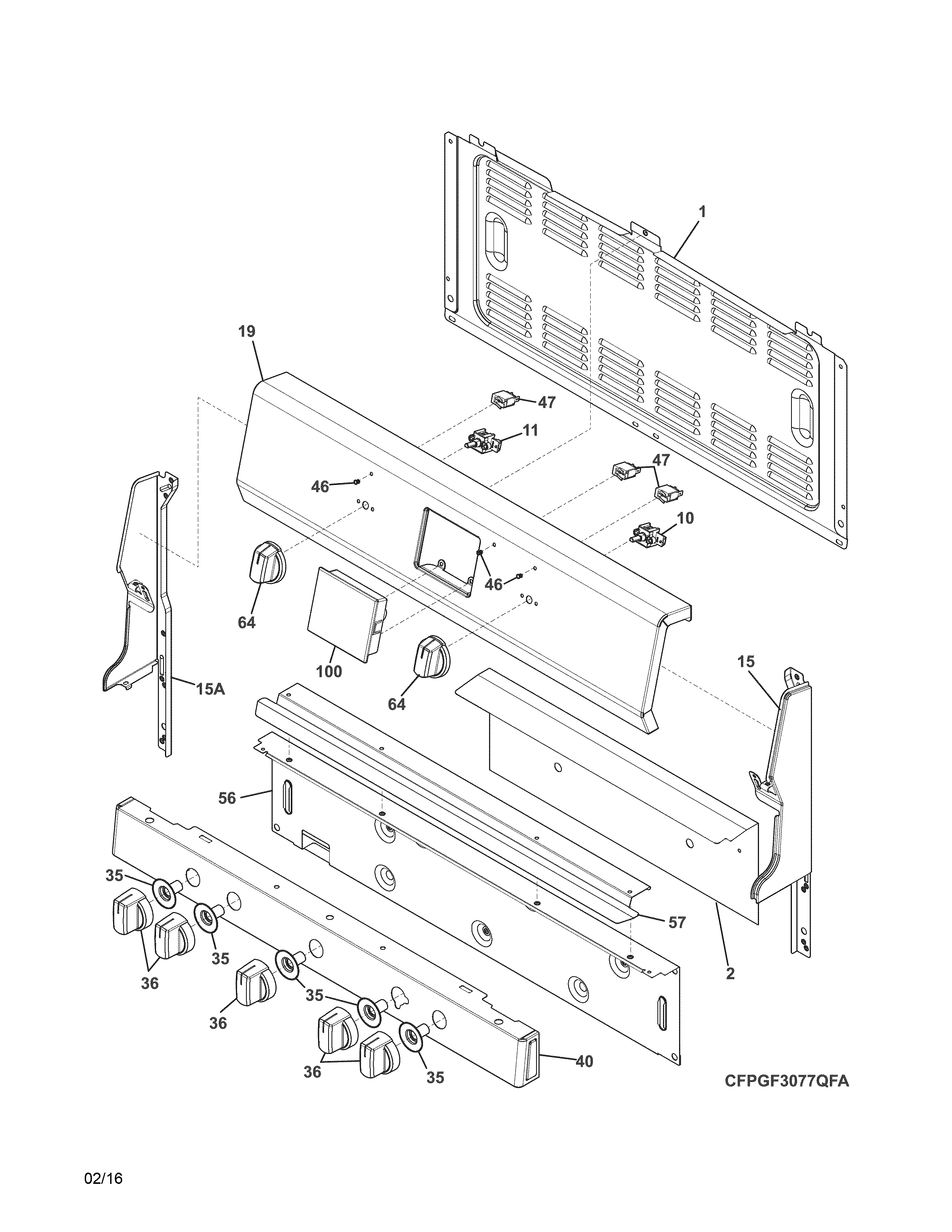Frigidaire FPGF3077QFB backguard diagram