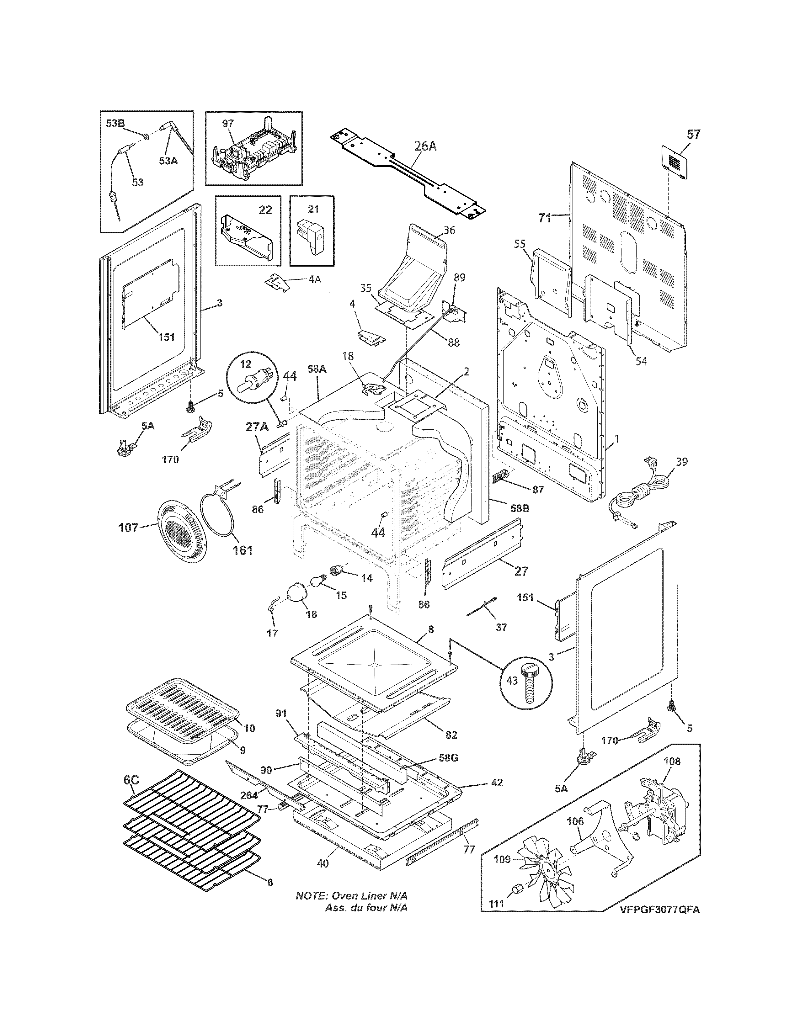 Frigidaire FPGF3077QFB body diagram