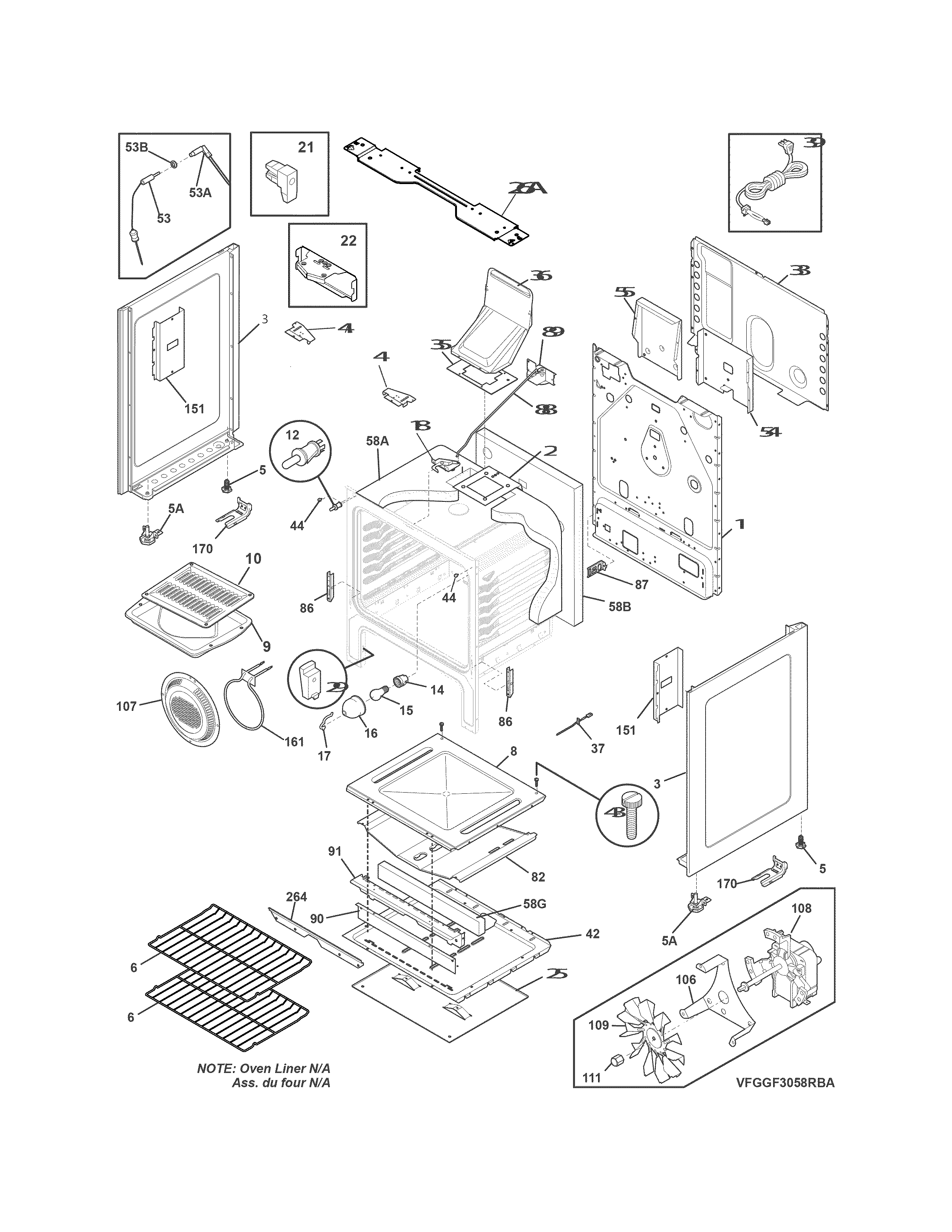 Frigidaire FGGF3058RBA body diagram