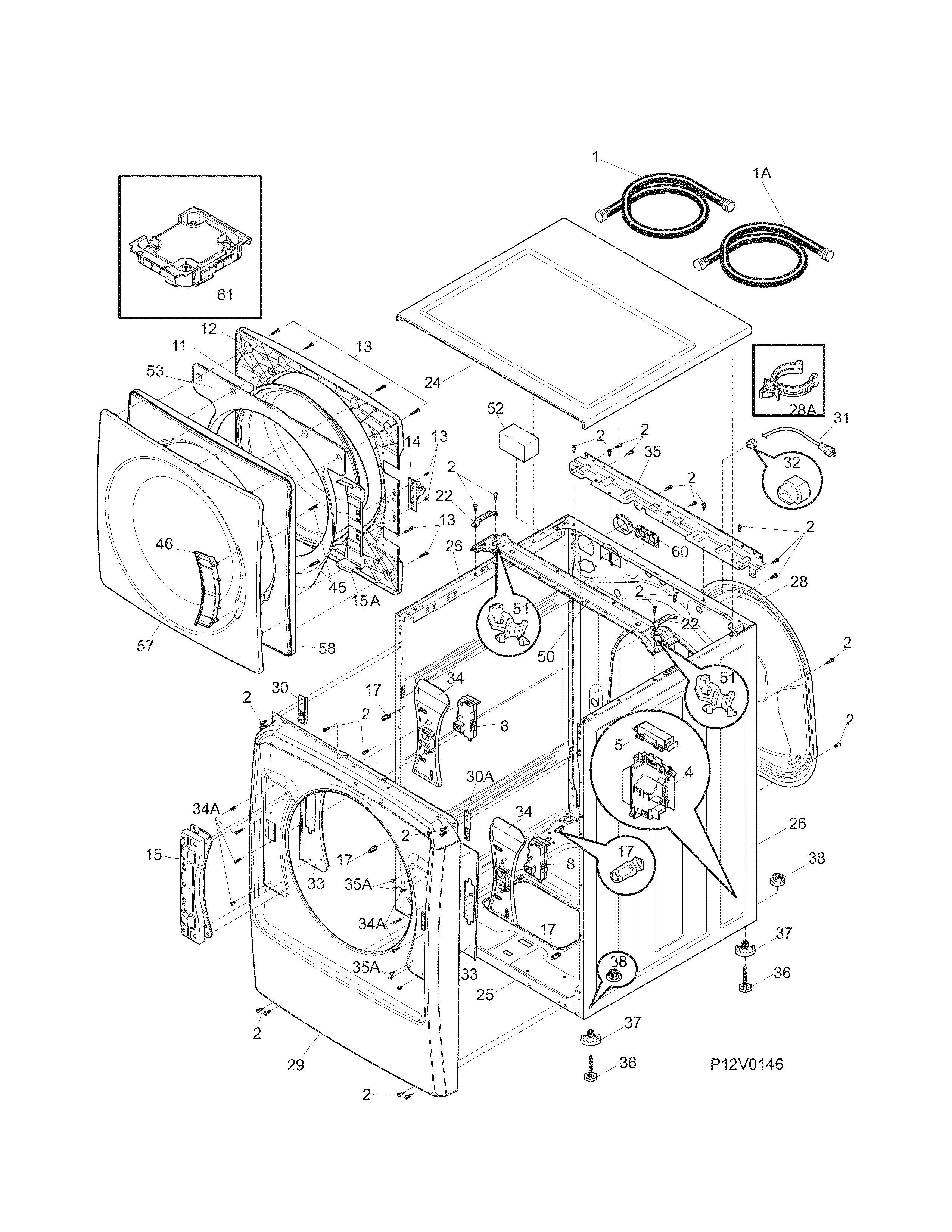 Kenmore Elite 41741102000 cabinet/top diagram