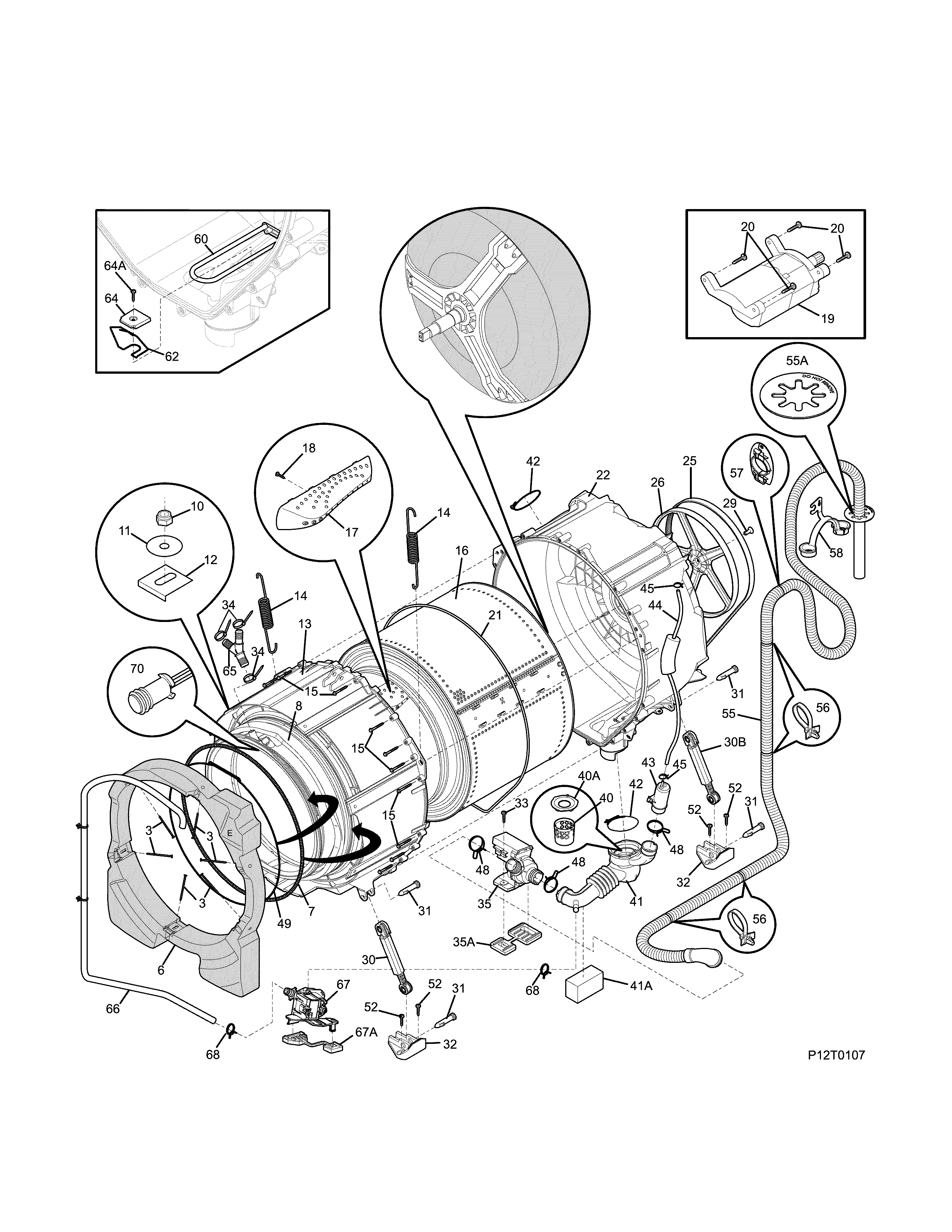 Kenmore Elite 41741102000 motor/tub diagram