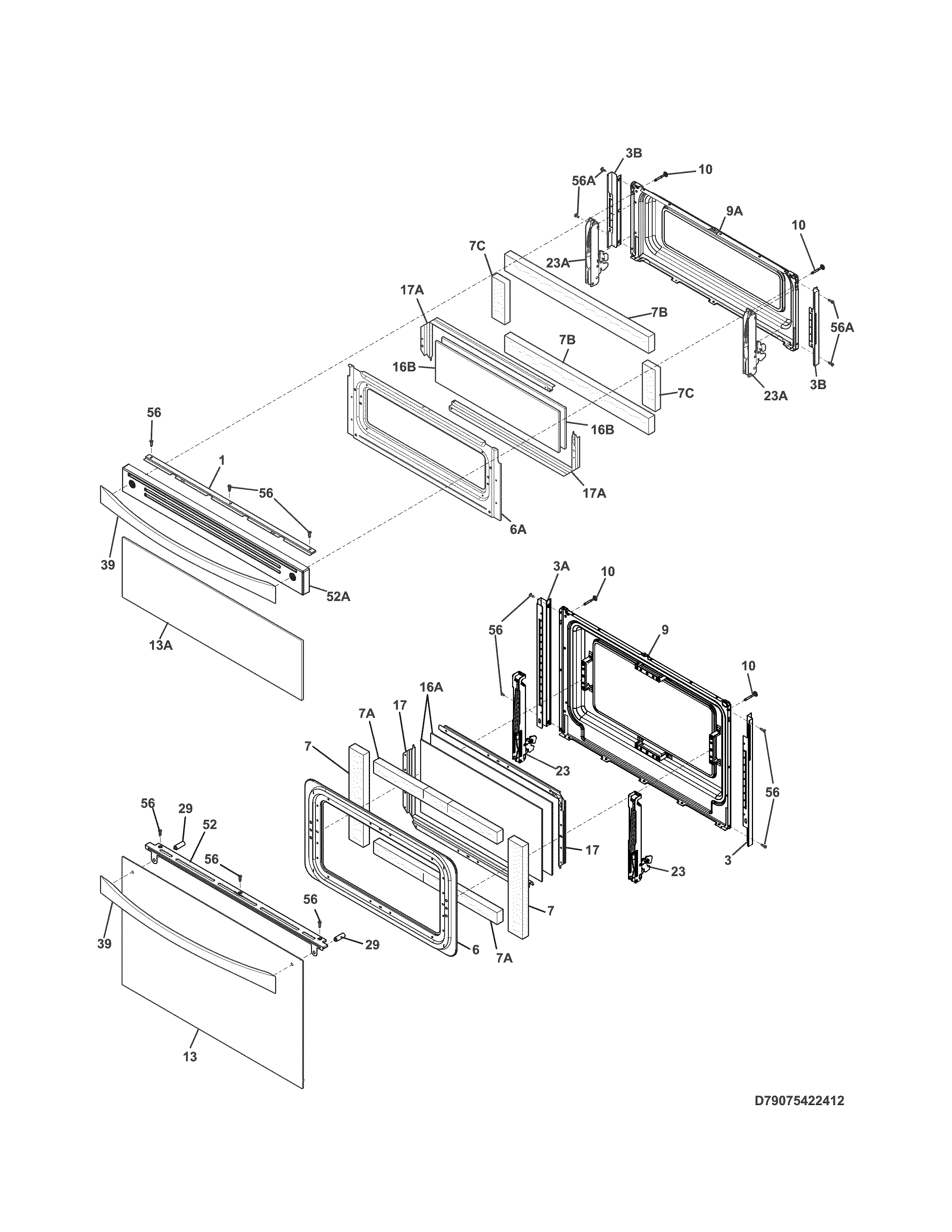 Kenmore Elite 79075429412 doors diagram
