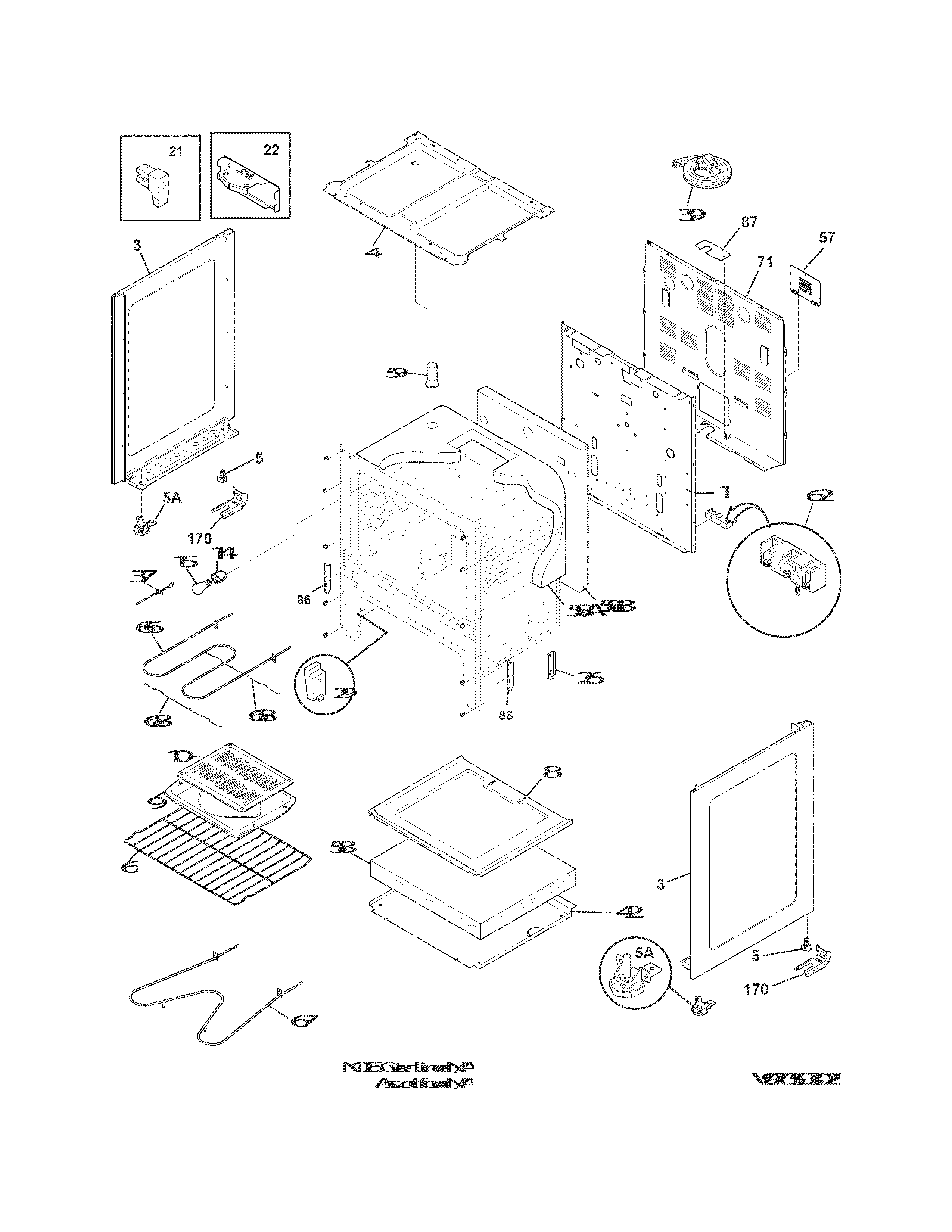 Frigidaire CFEF3012PBC body diagram