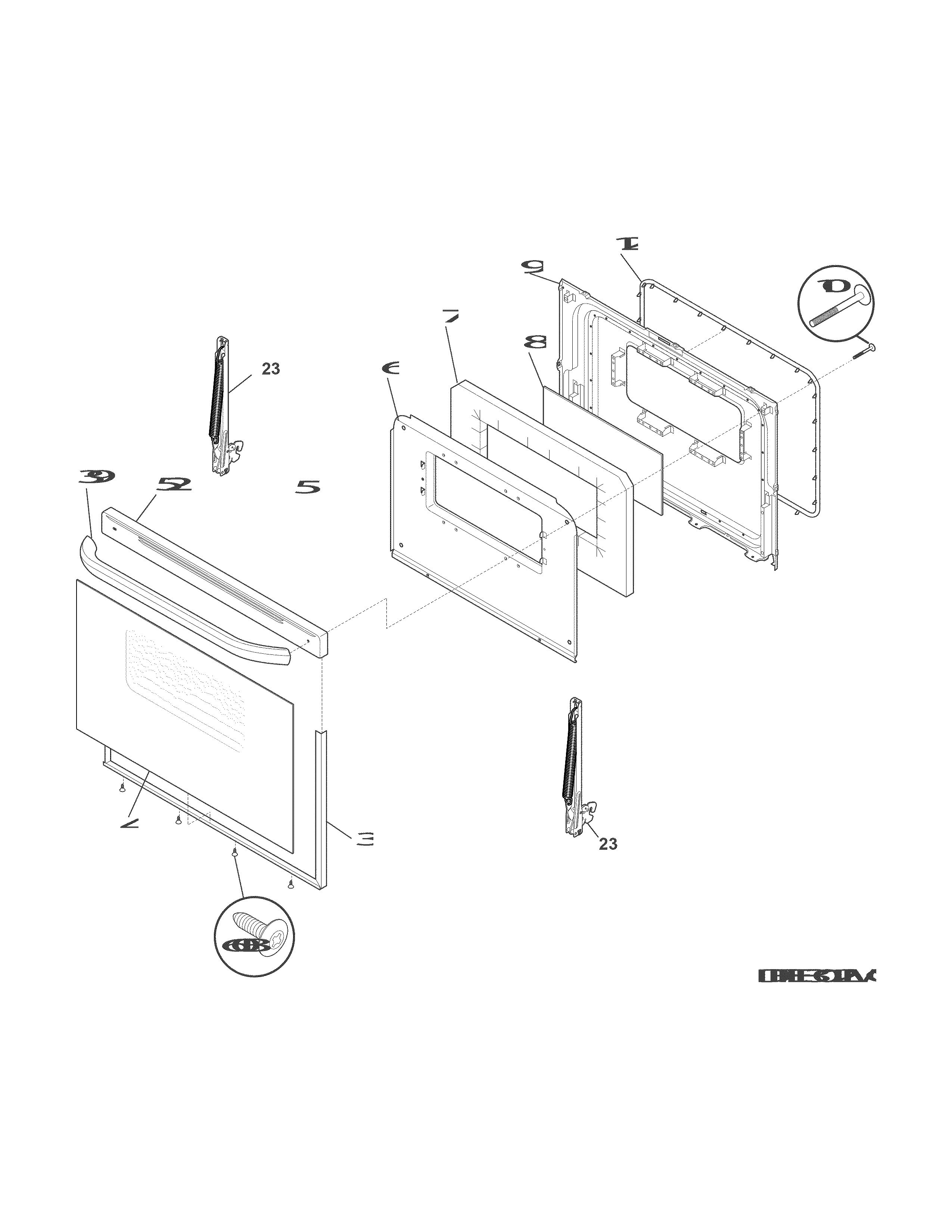 Frigidaire CFEF3012PBC door diagram
