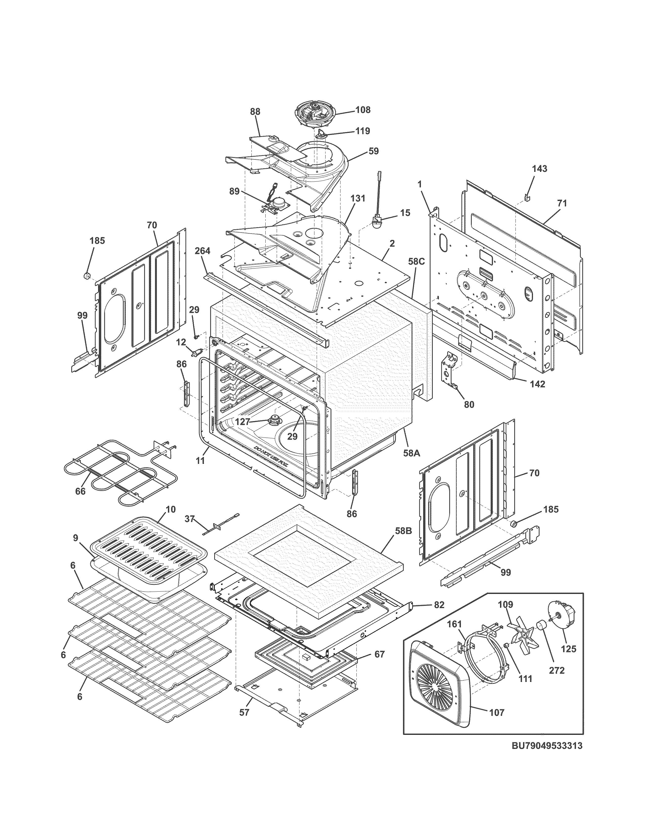 Kenmore 79049533314 upper oven diagram