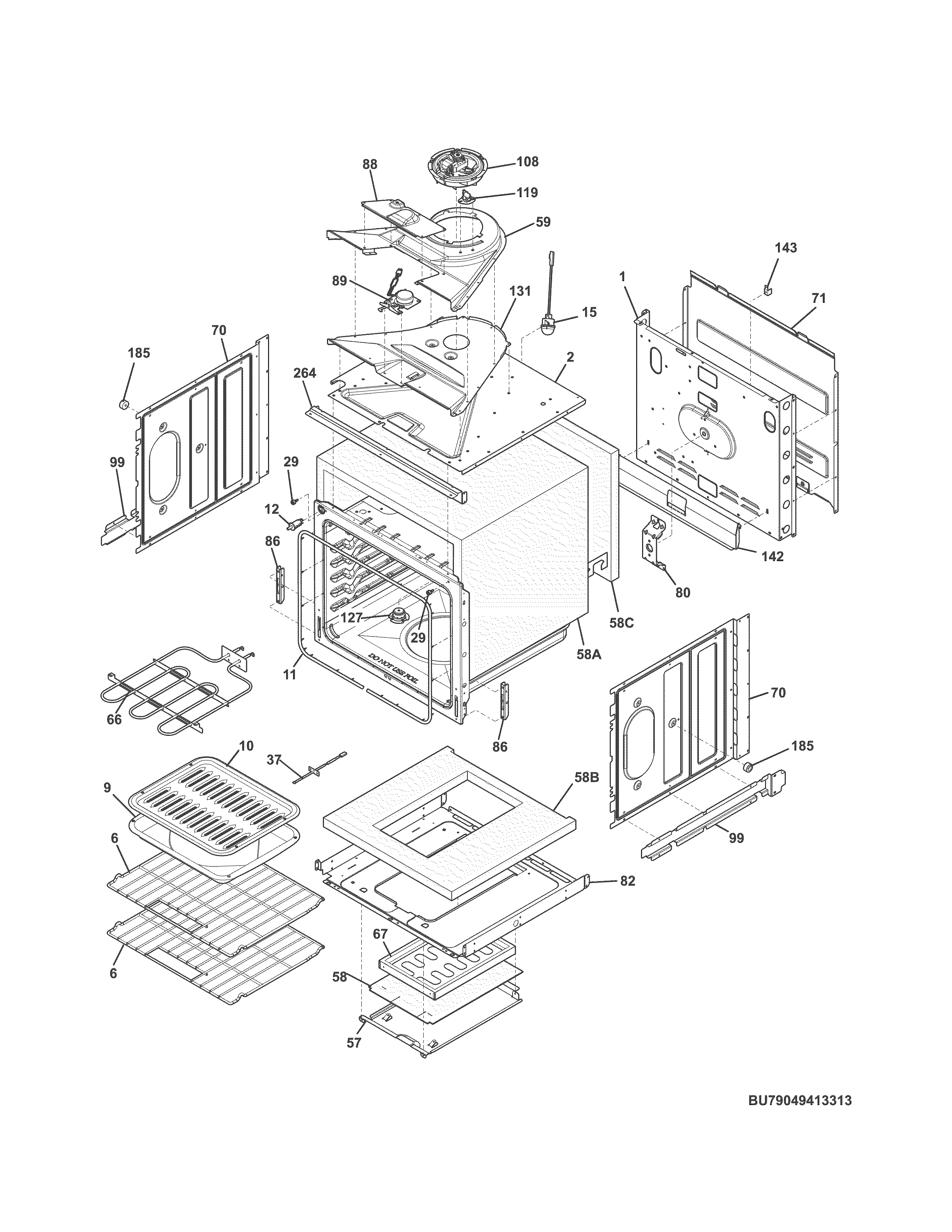 Kenmore 79049413314 upper oven diagram