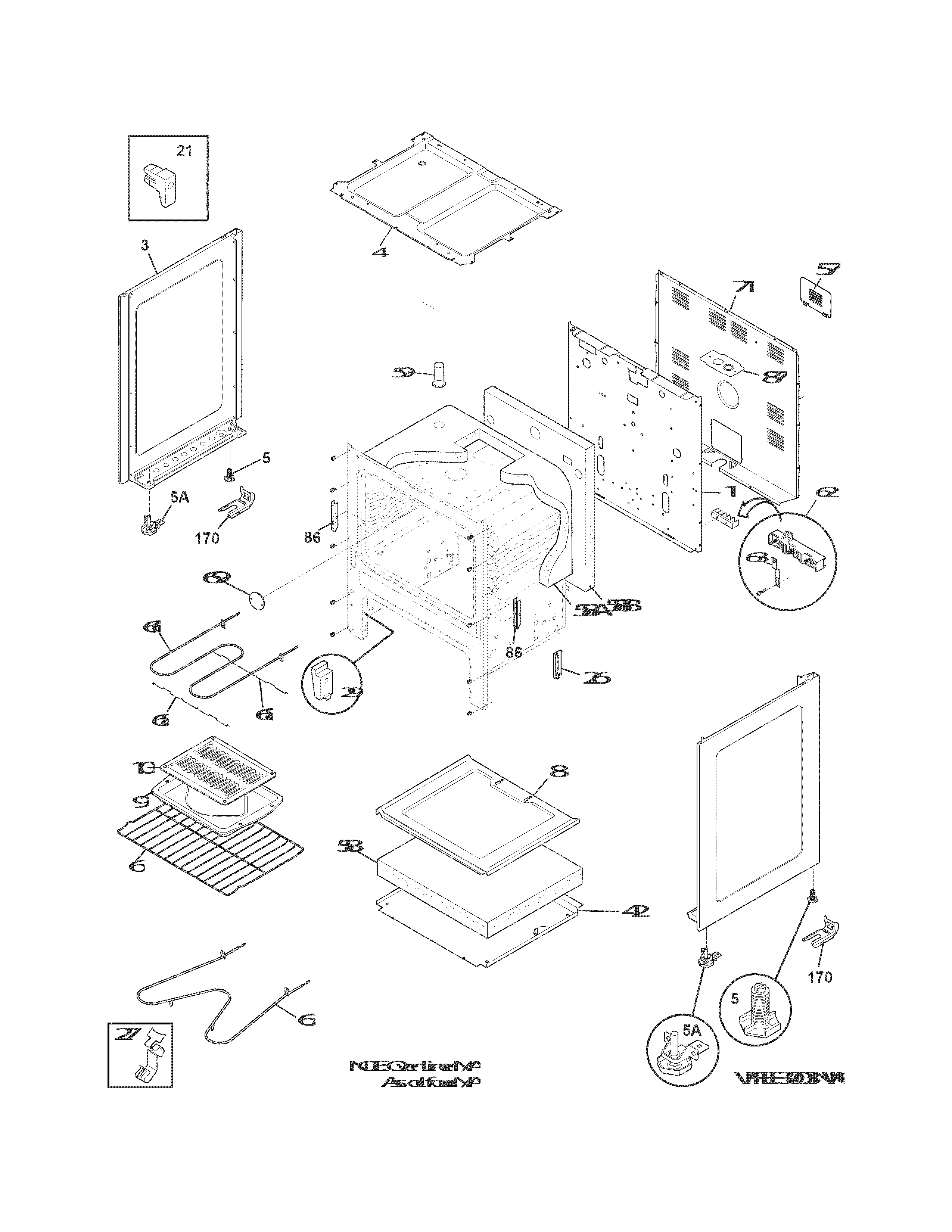Frigidaire FFEF3003RBA body diagram