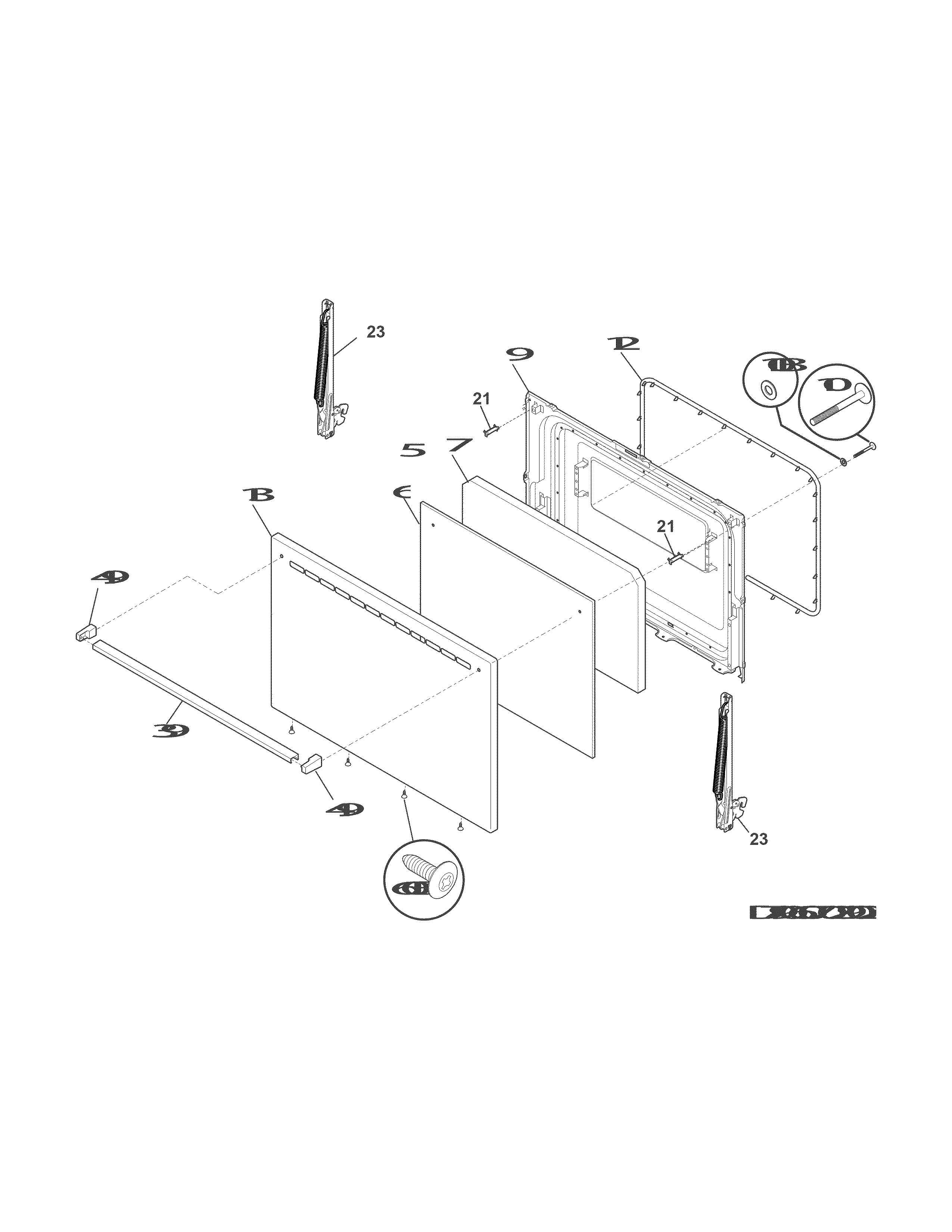 Frigidaire FFEF3003RBA door diagram