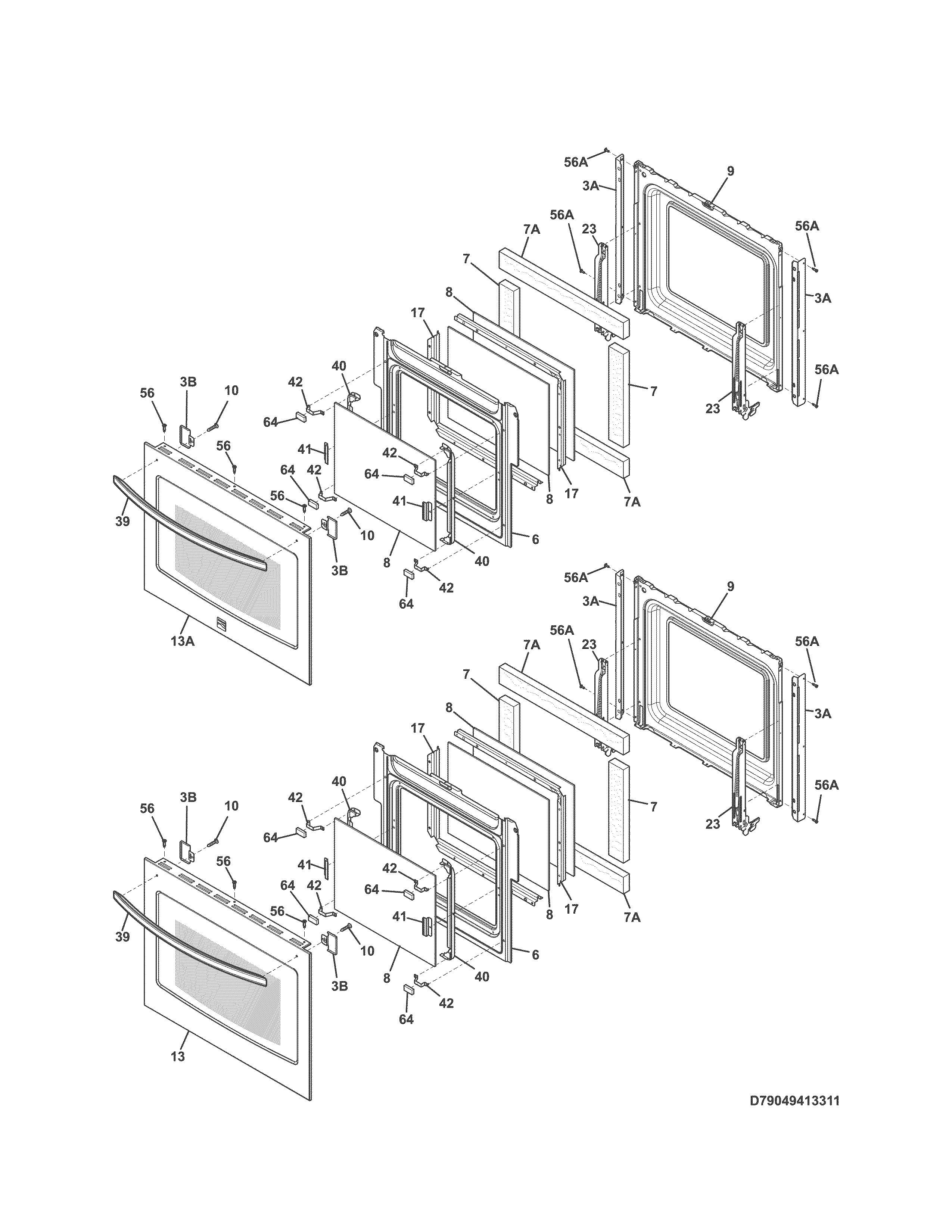 Kenmore 79049523314 doors diagram