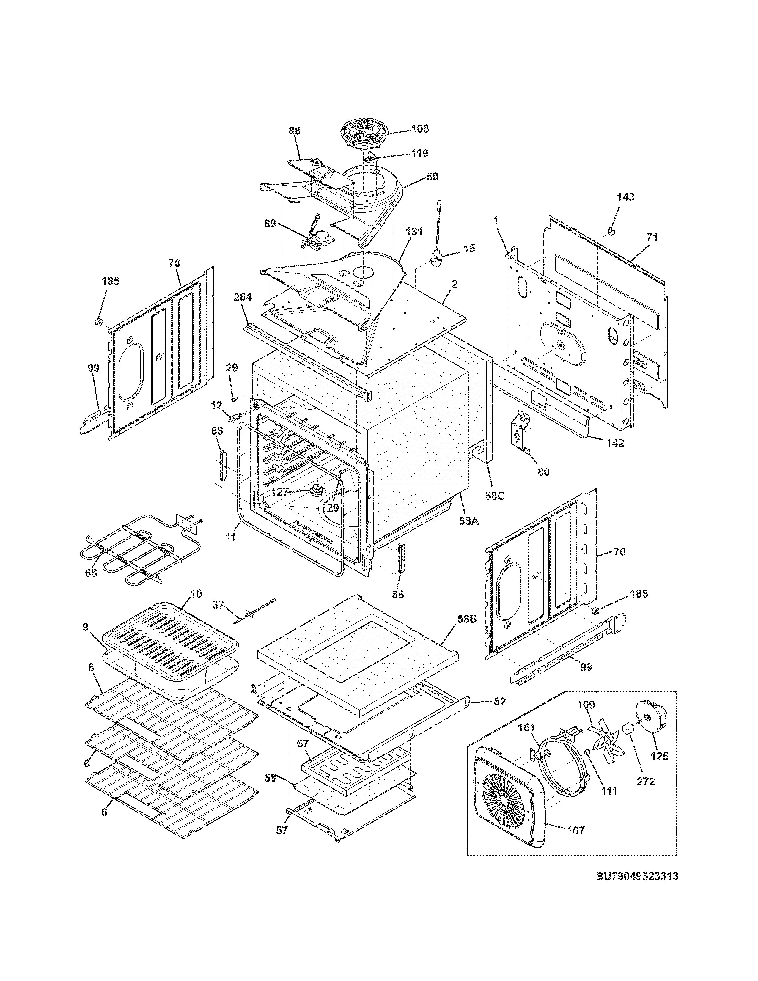 Kenmore 79049529314 upper oven diagram