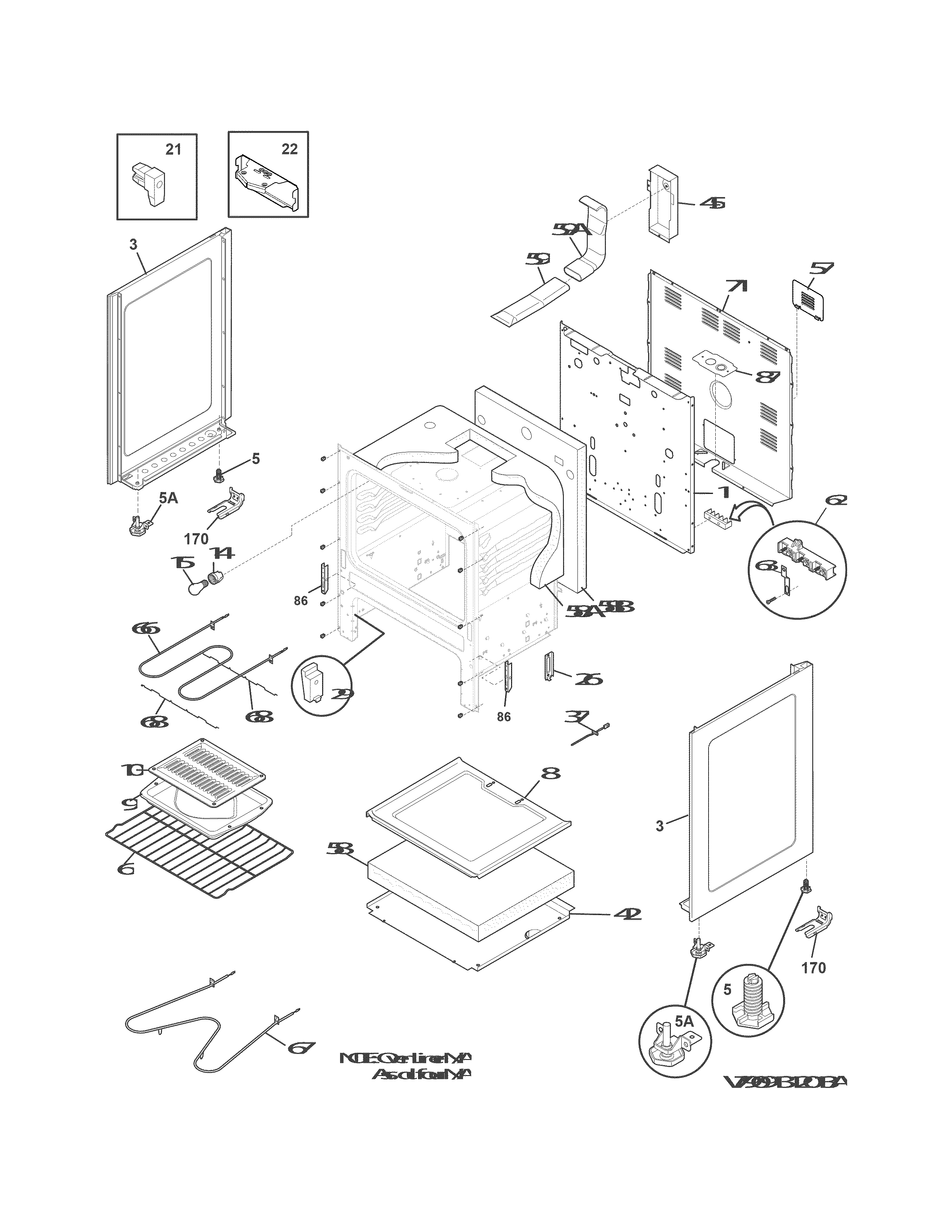 Frigidaire FFEF3043LSN body diagram