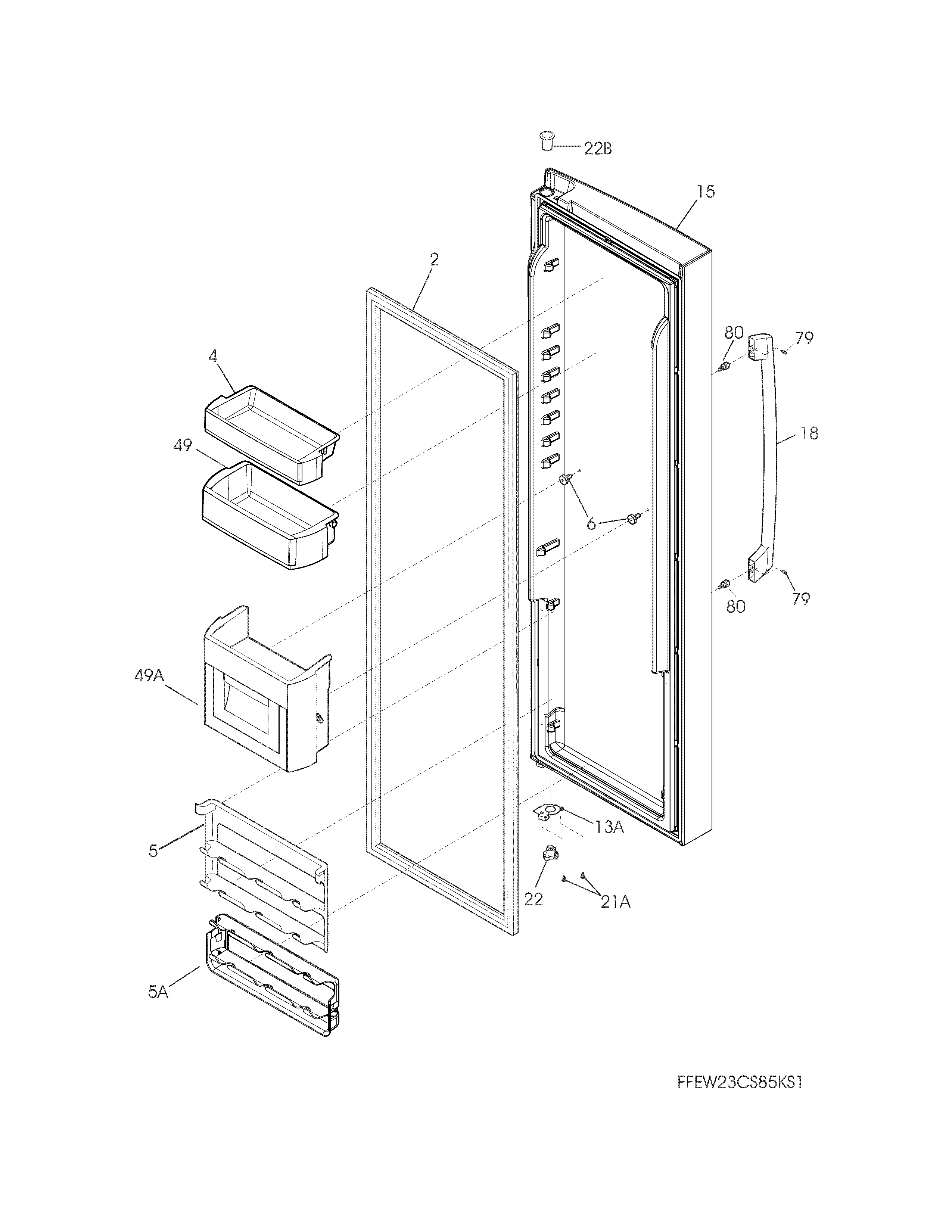Electrolux EW23CS75QS0 refrigerator door diagram