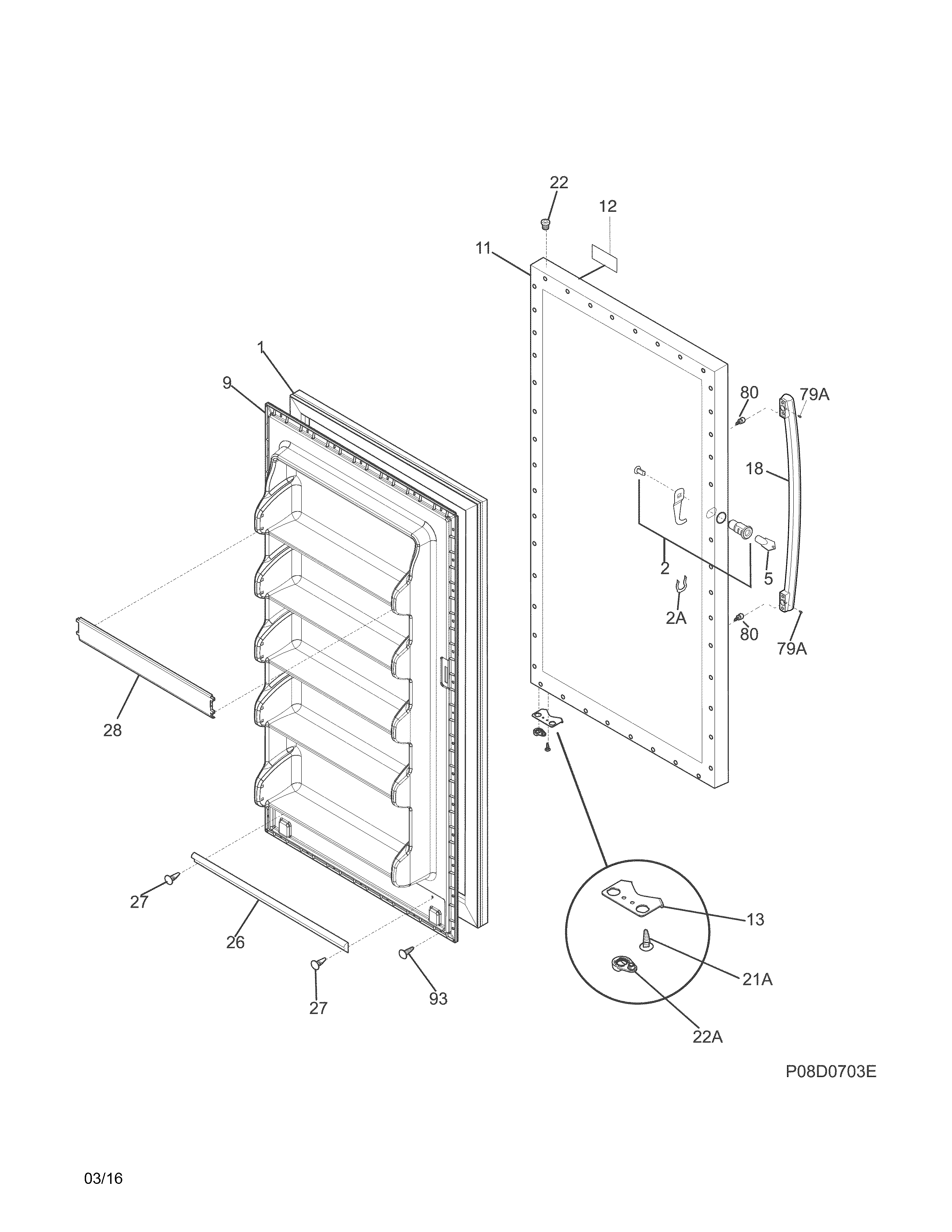 Kenmore 25322052610 door diagram