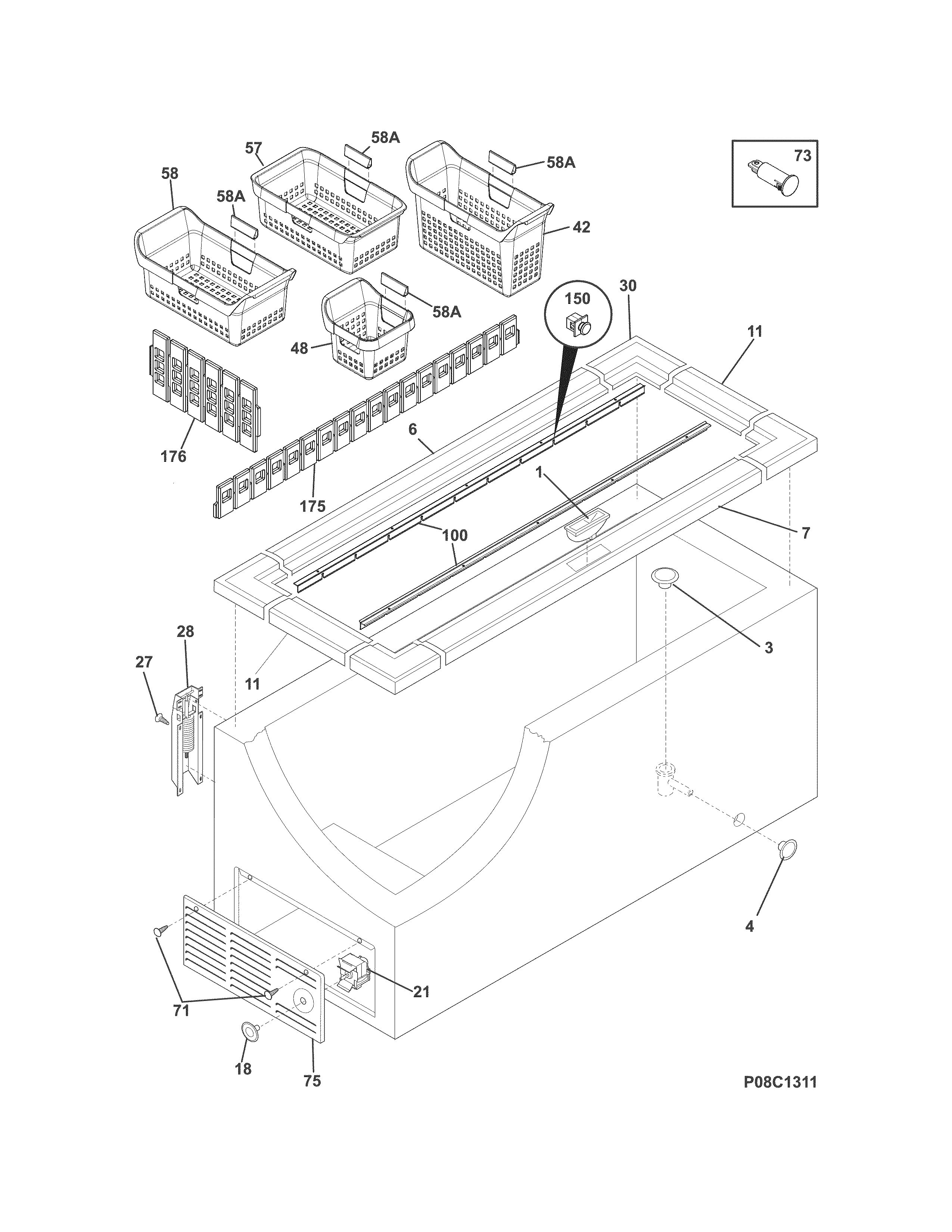 Frigidaire FFFC22M6QWD cabinet diagram