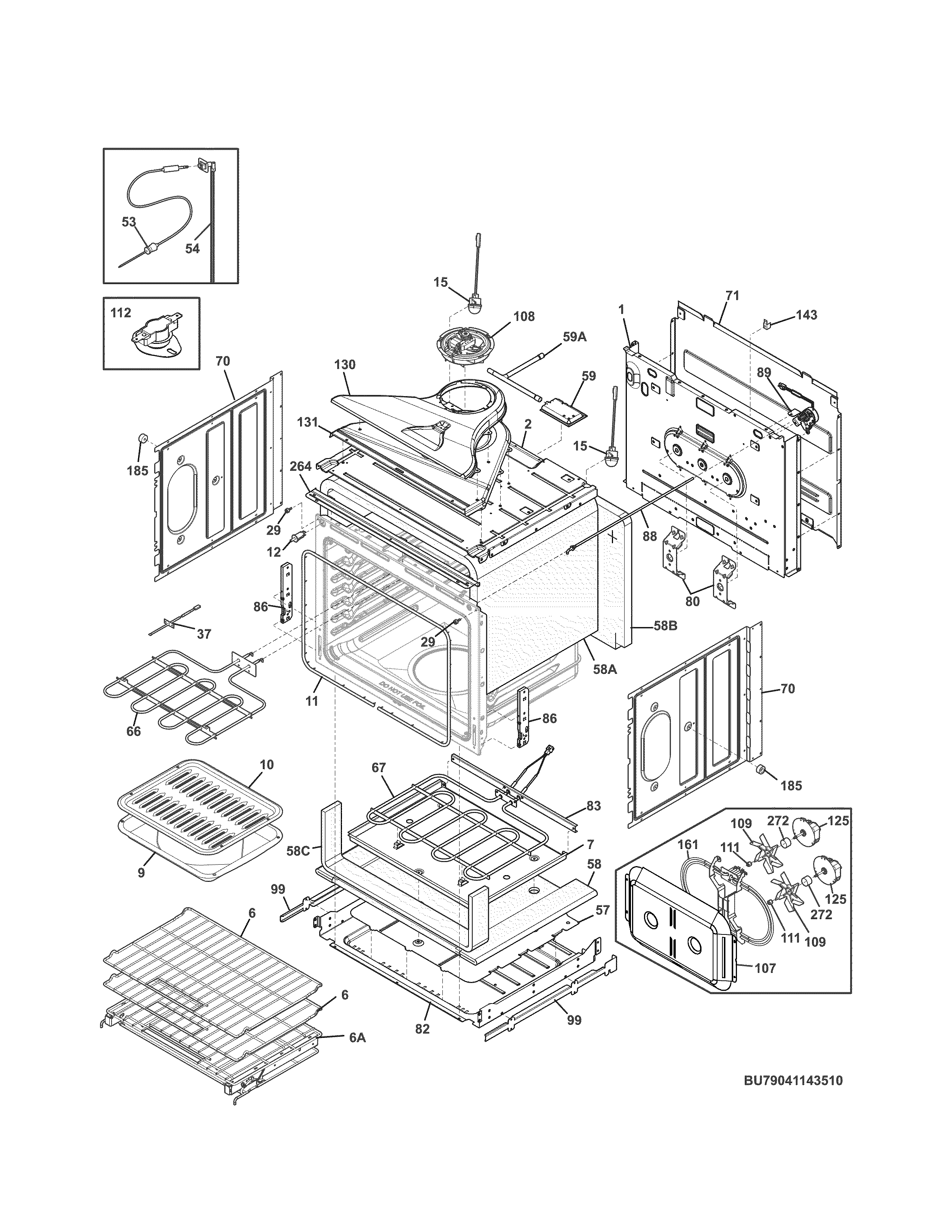 Kenmore Pro 79041143511 upper oven diagram