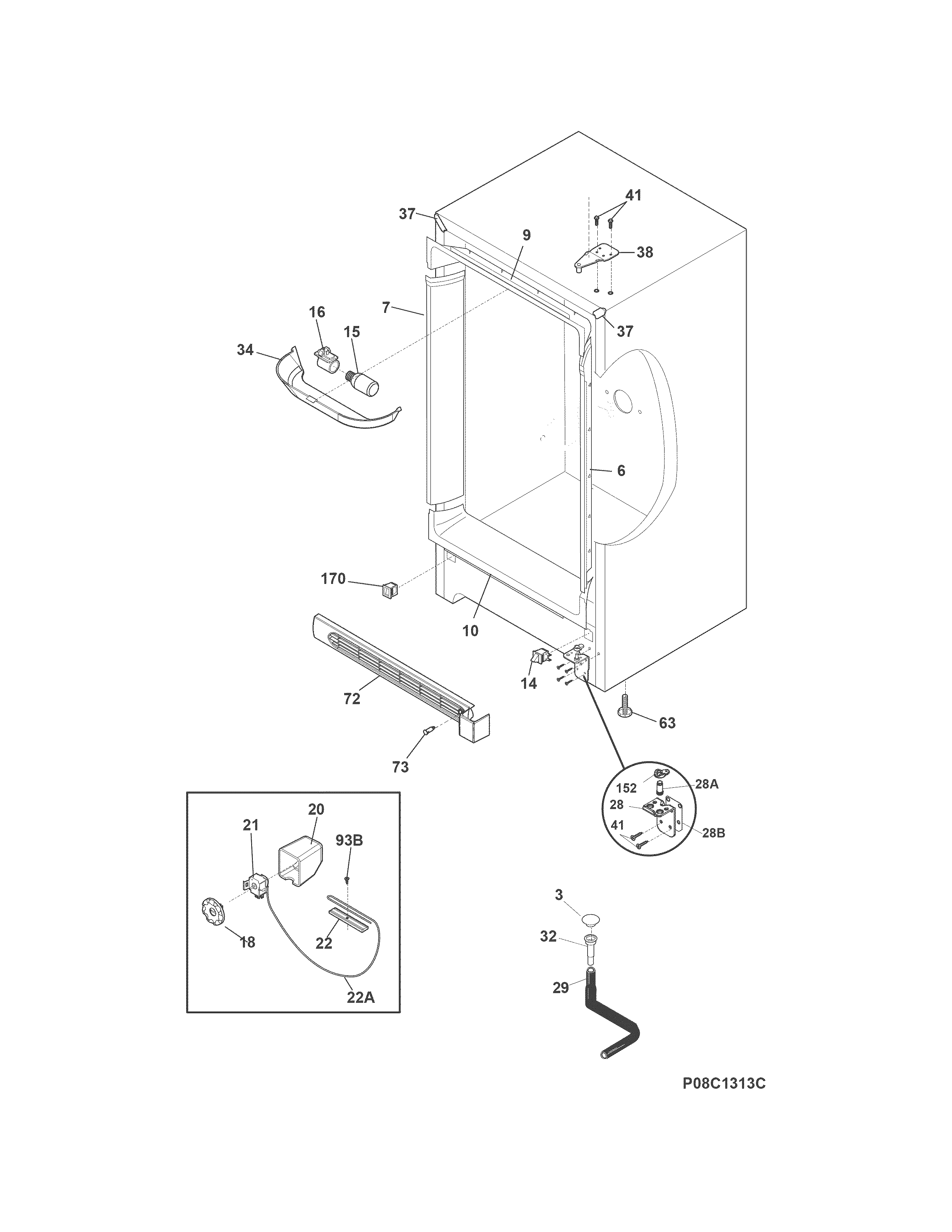 Frigidaire FFFU14M1QWG cabinet diagram
