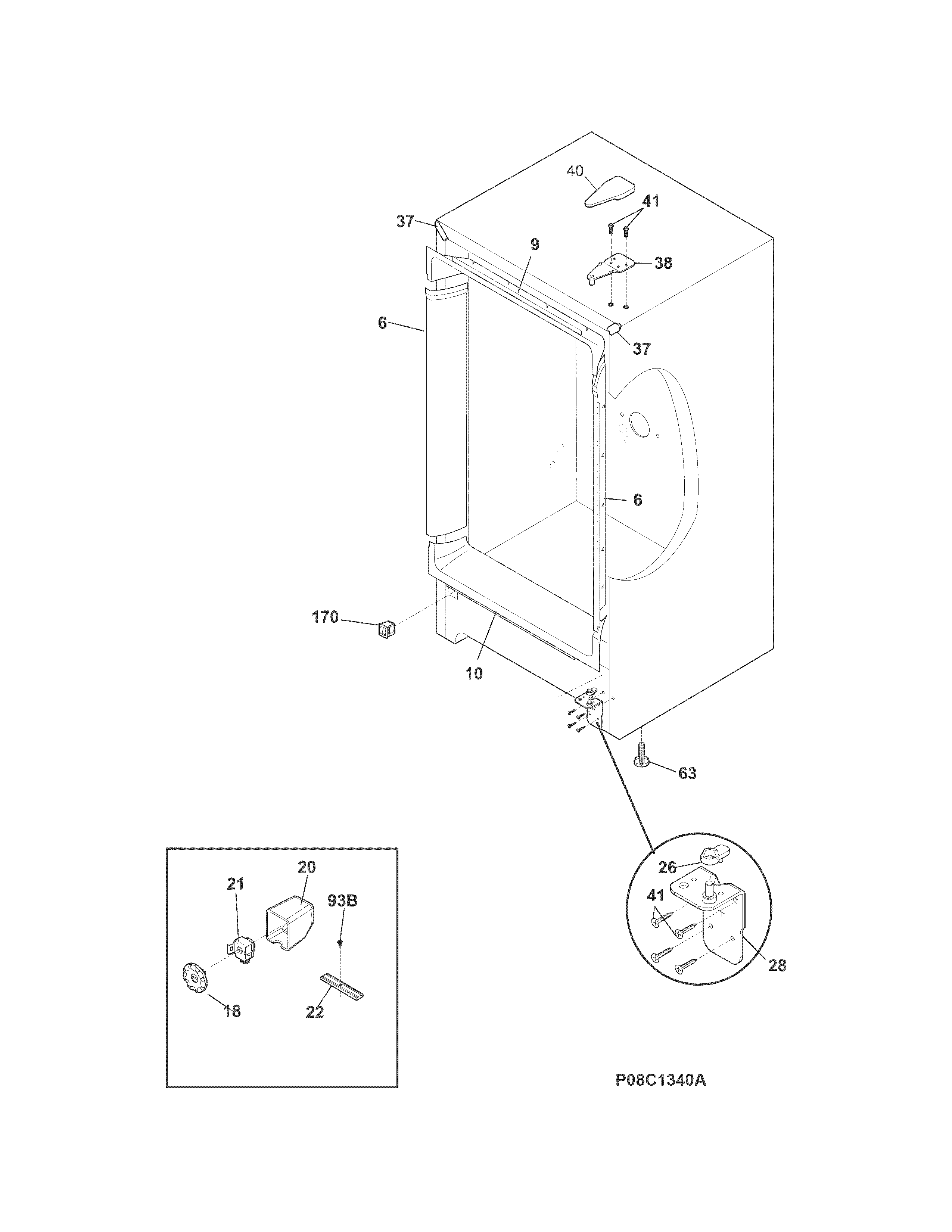 Frigidaire FFFU13M1QWC cabinet diagram