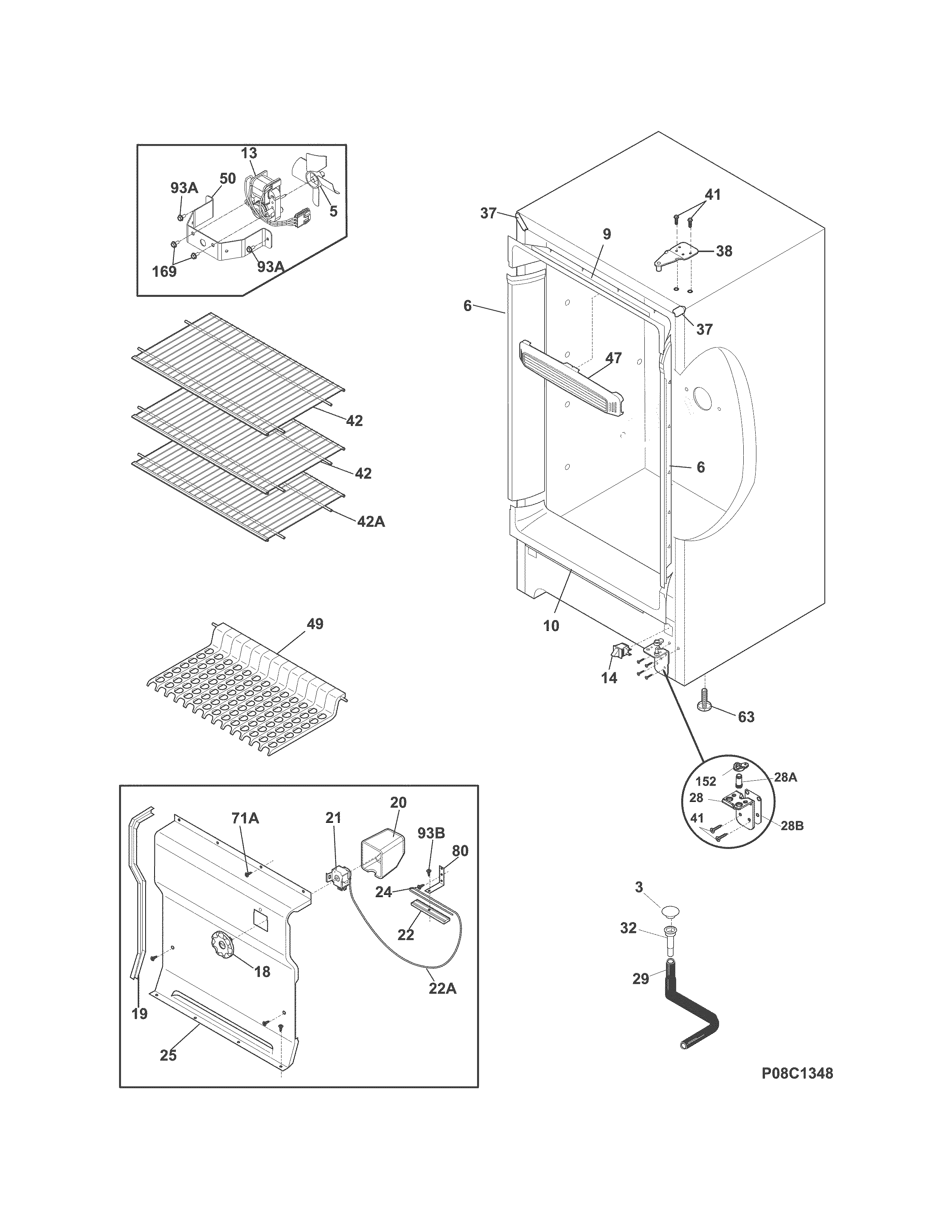 White-Westinghouse WWFU14M1SW0 cabinet diagram
