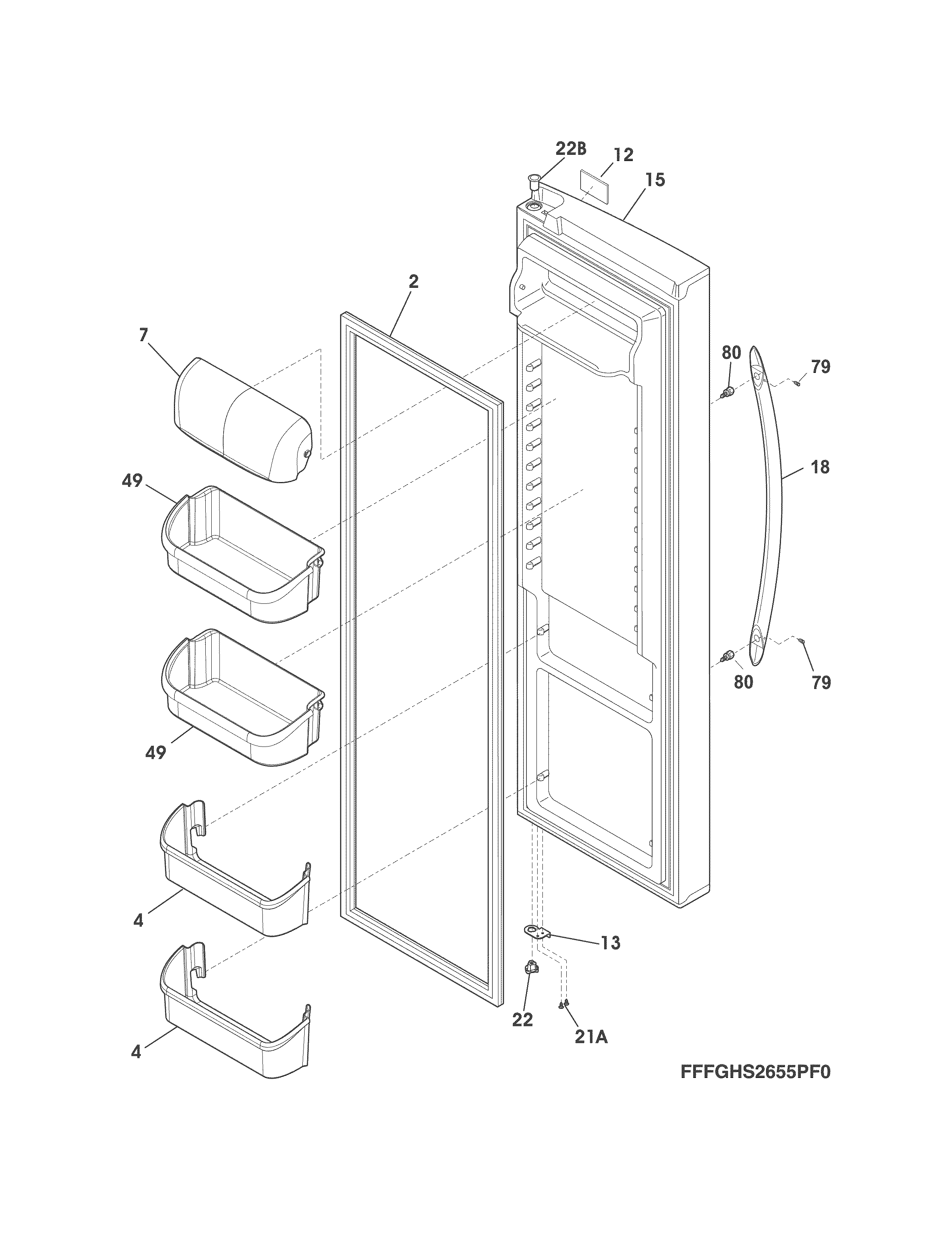 Frigidaire FGHS2631PF4A refrigerator door diagram