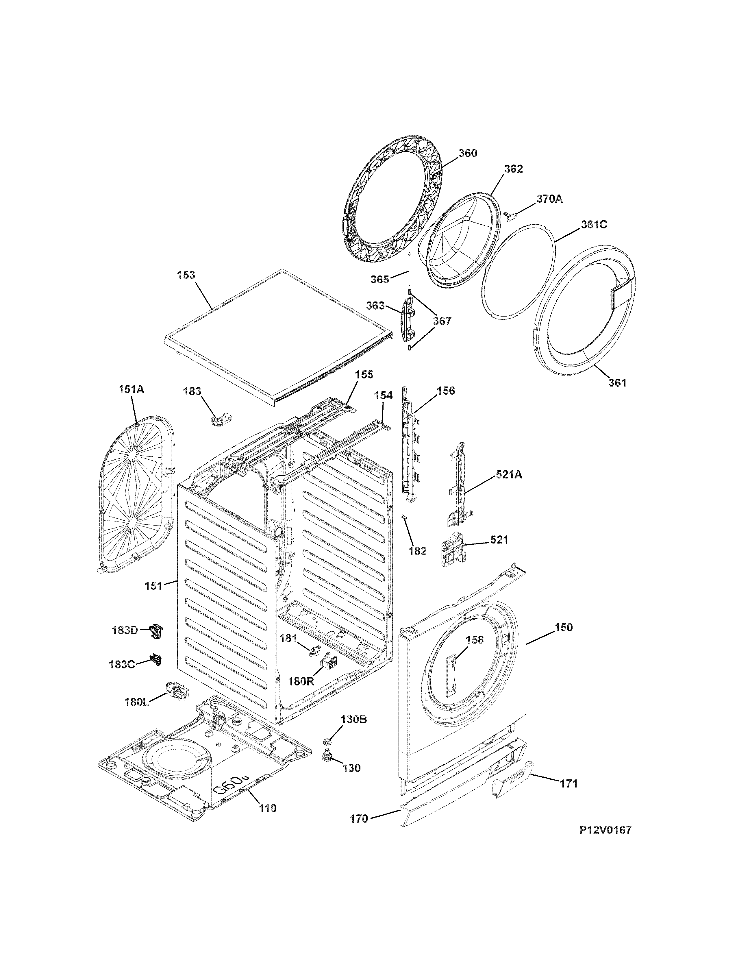 Kenmore 41741912510 cabinet/top diagram