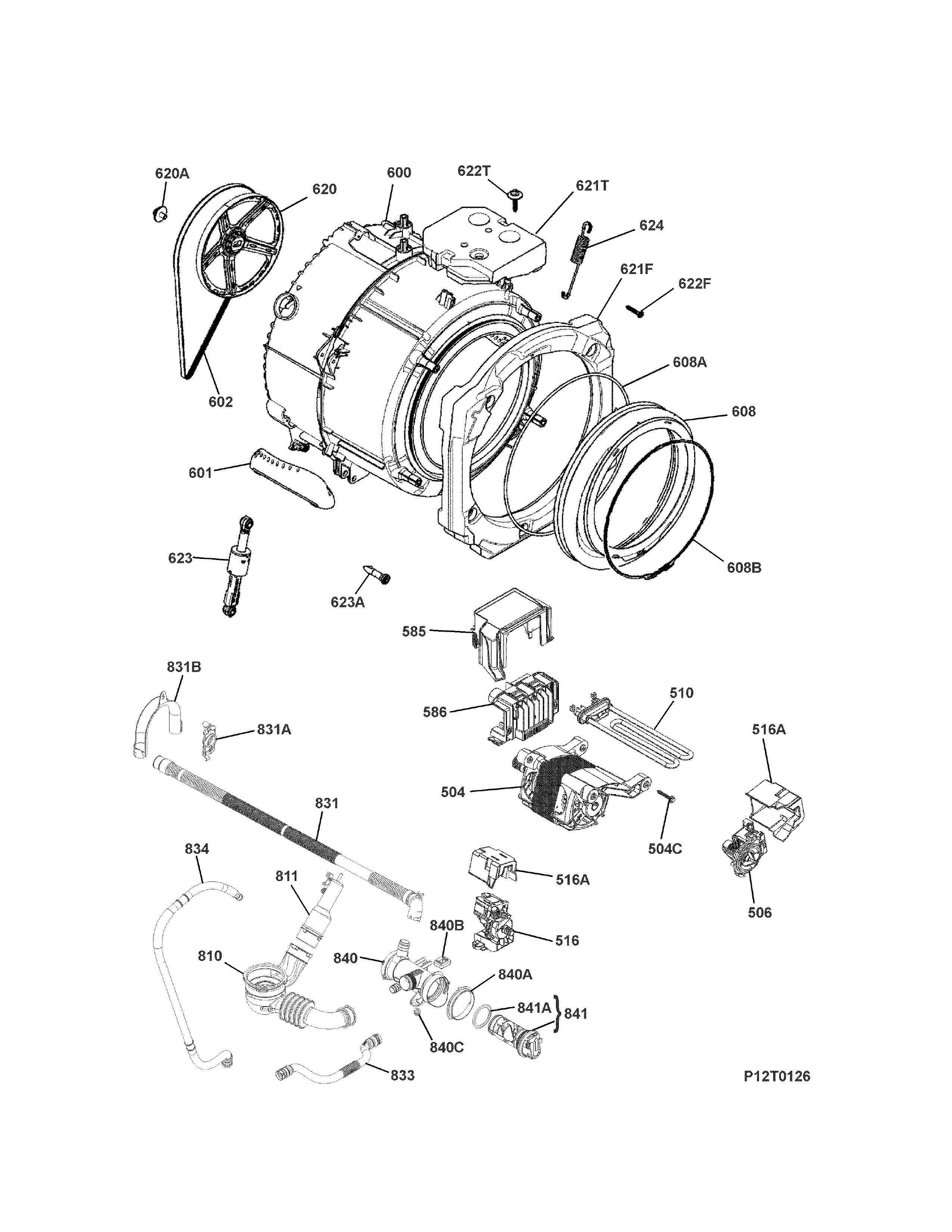 Kenmore 41741912510 motor/tub diagram