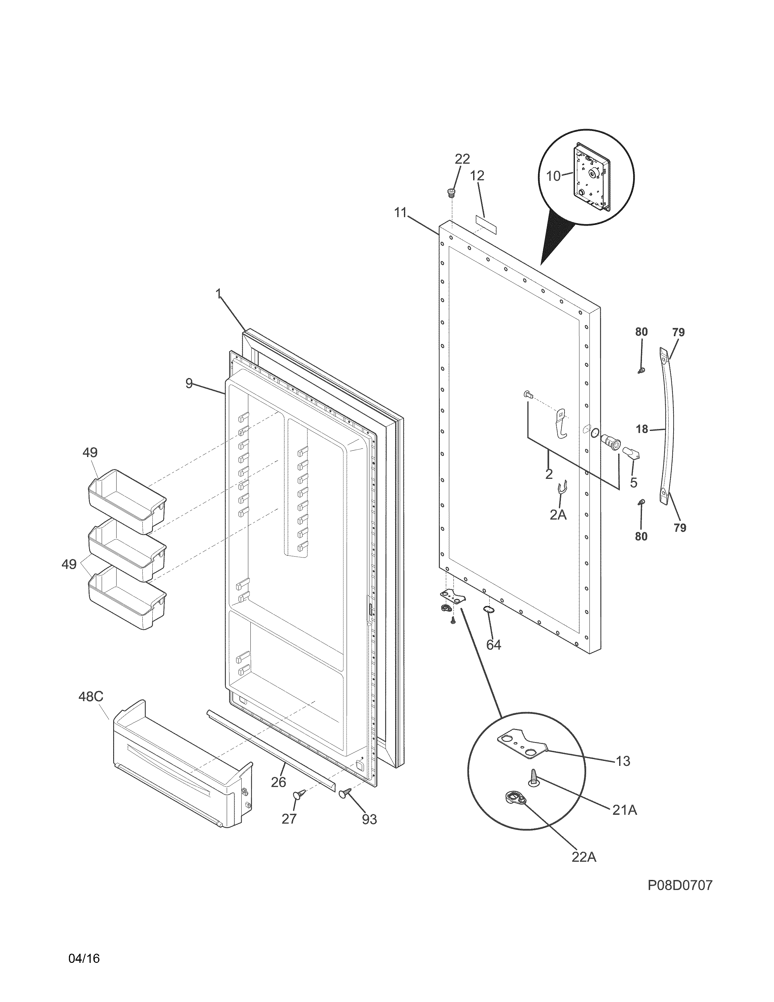 Kenmore Elite 25327702410 door diagram