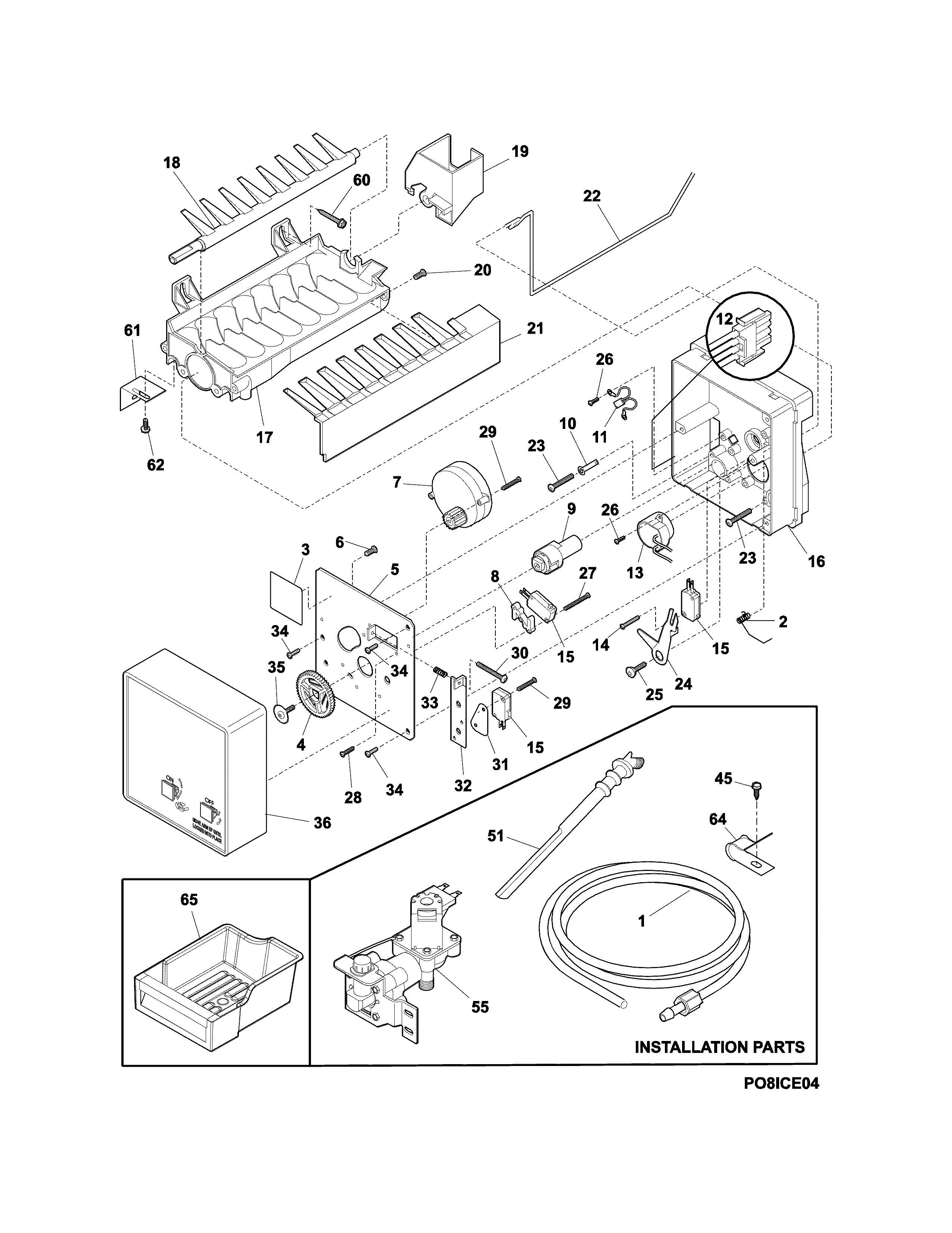 Electrolux EI32AF80QSC ice maker diagram