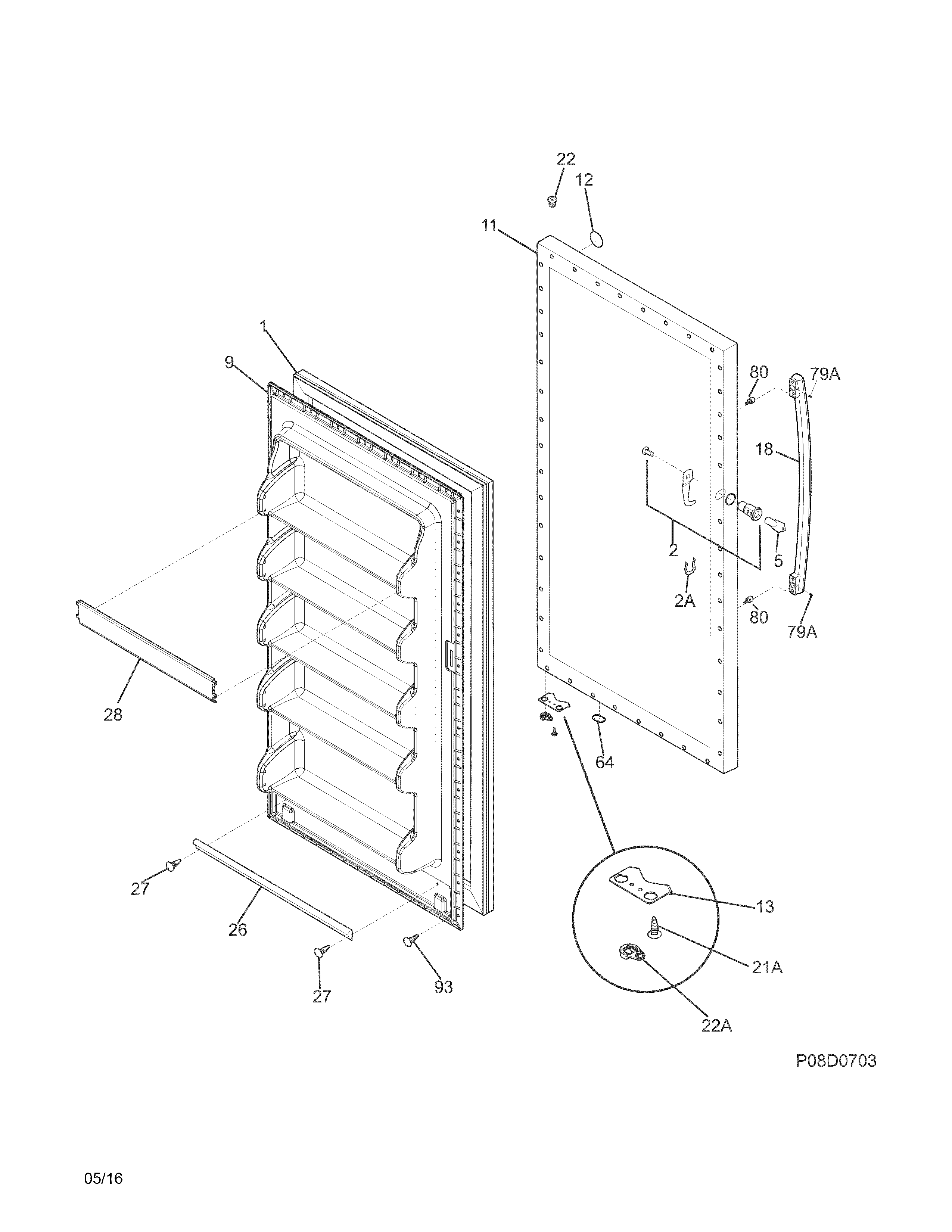 Crosley CFUMC17QWB door diagram