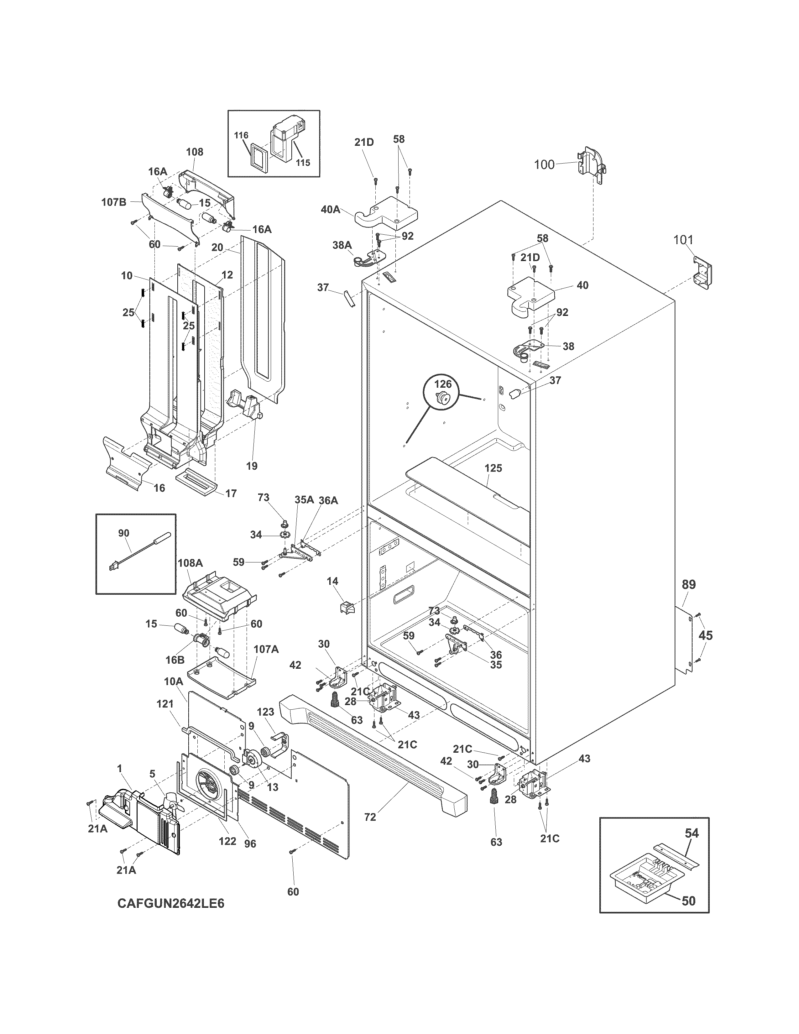 Frigidaire FGUN2642LP6 cabinet diagram