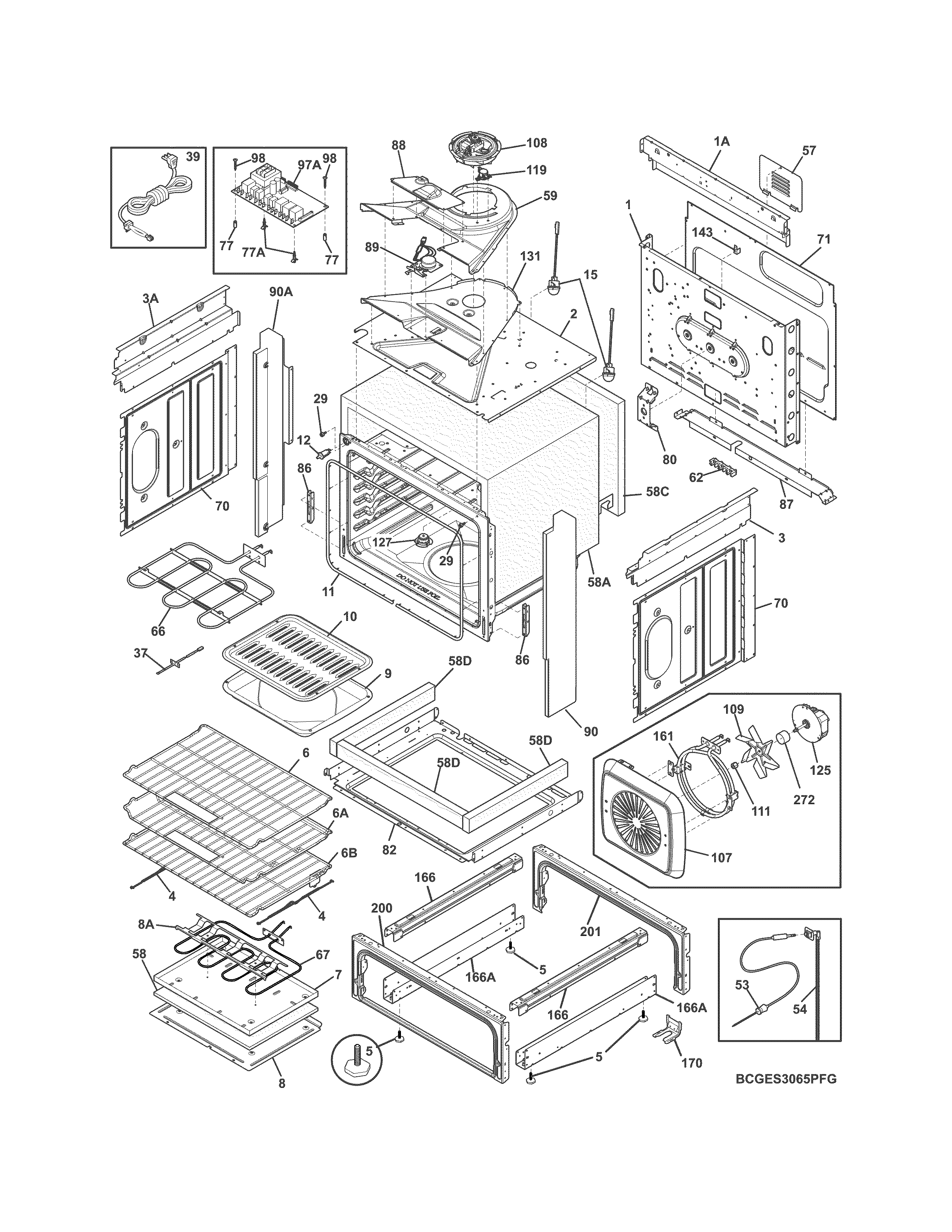 Frigidaire CGES3065PFH body diagram
