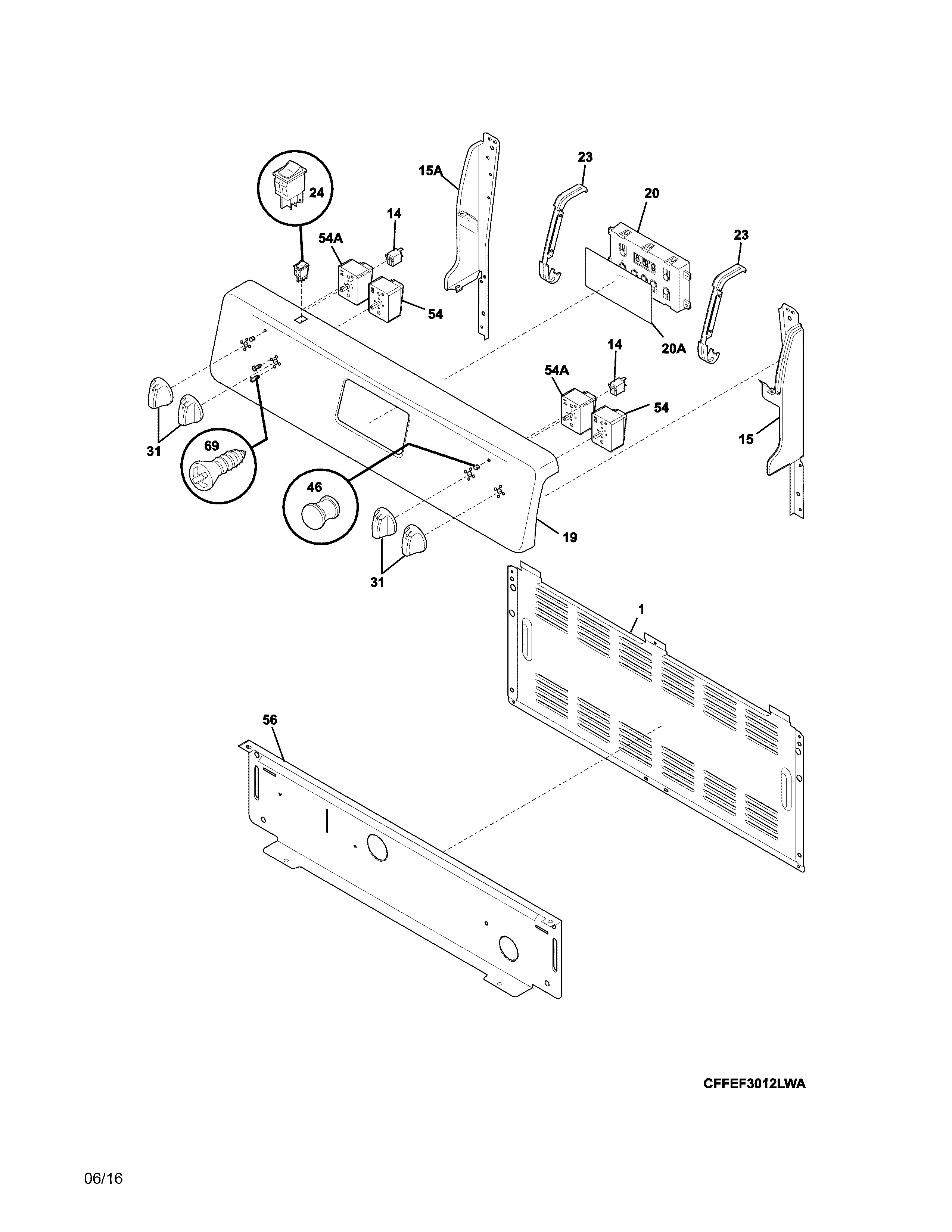 Frigidaire CWEF3007TWA backguard diagram