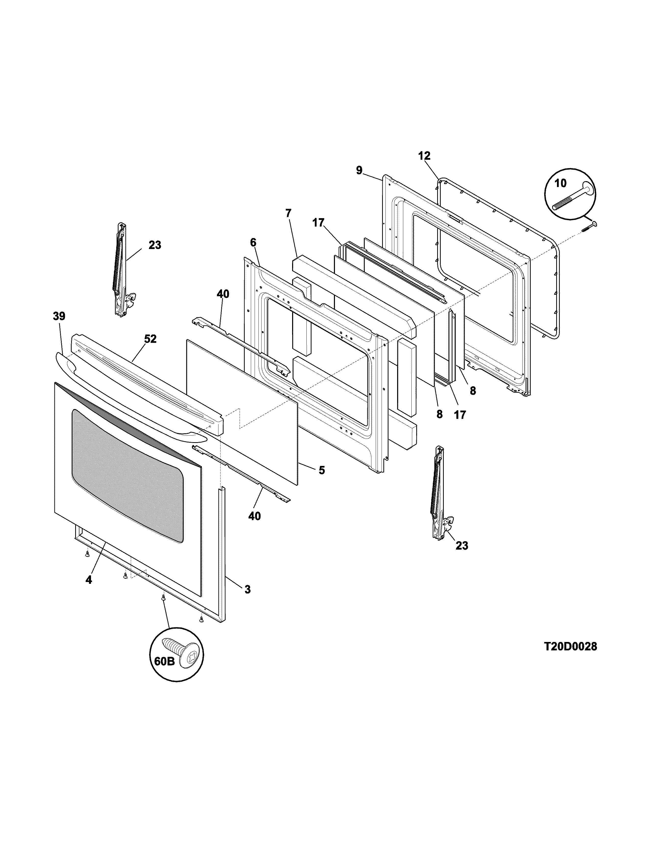 Frigidaire CWEF3007TWA door diagram